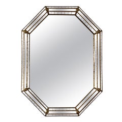 Vintage Venetian Octagon Mirror Hollywood Regency in Gold Spain 1990s