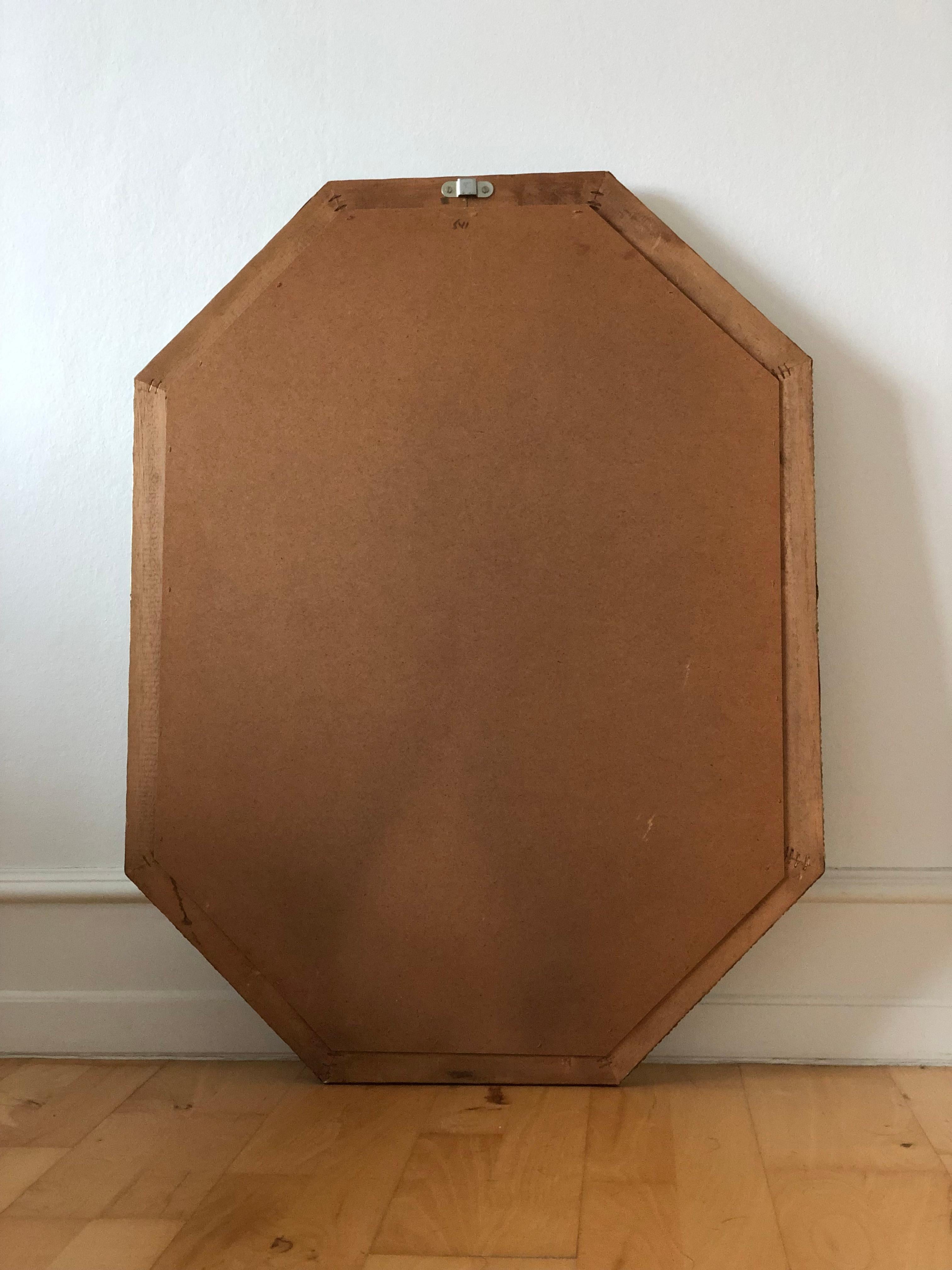 Vintage Venetian Octagon Mirror Hollywood Regency in Gold Spain 1990s 1
