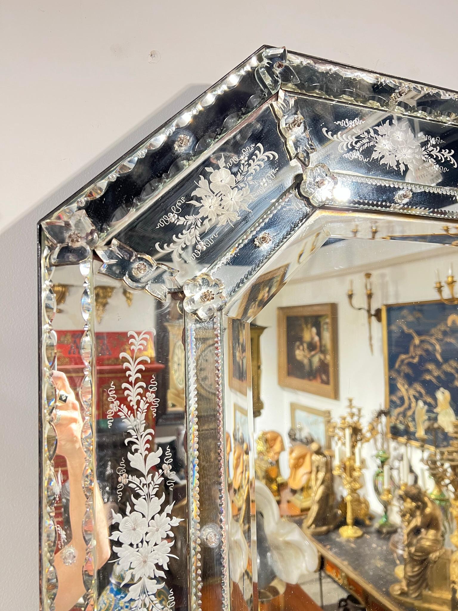 Glass Vintage Venetian Octagonal Shaped Wall Mirror