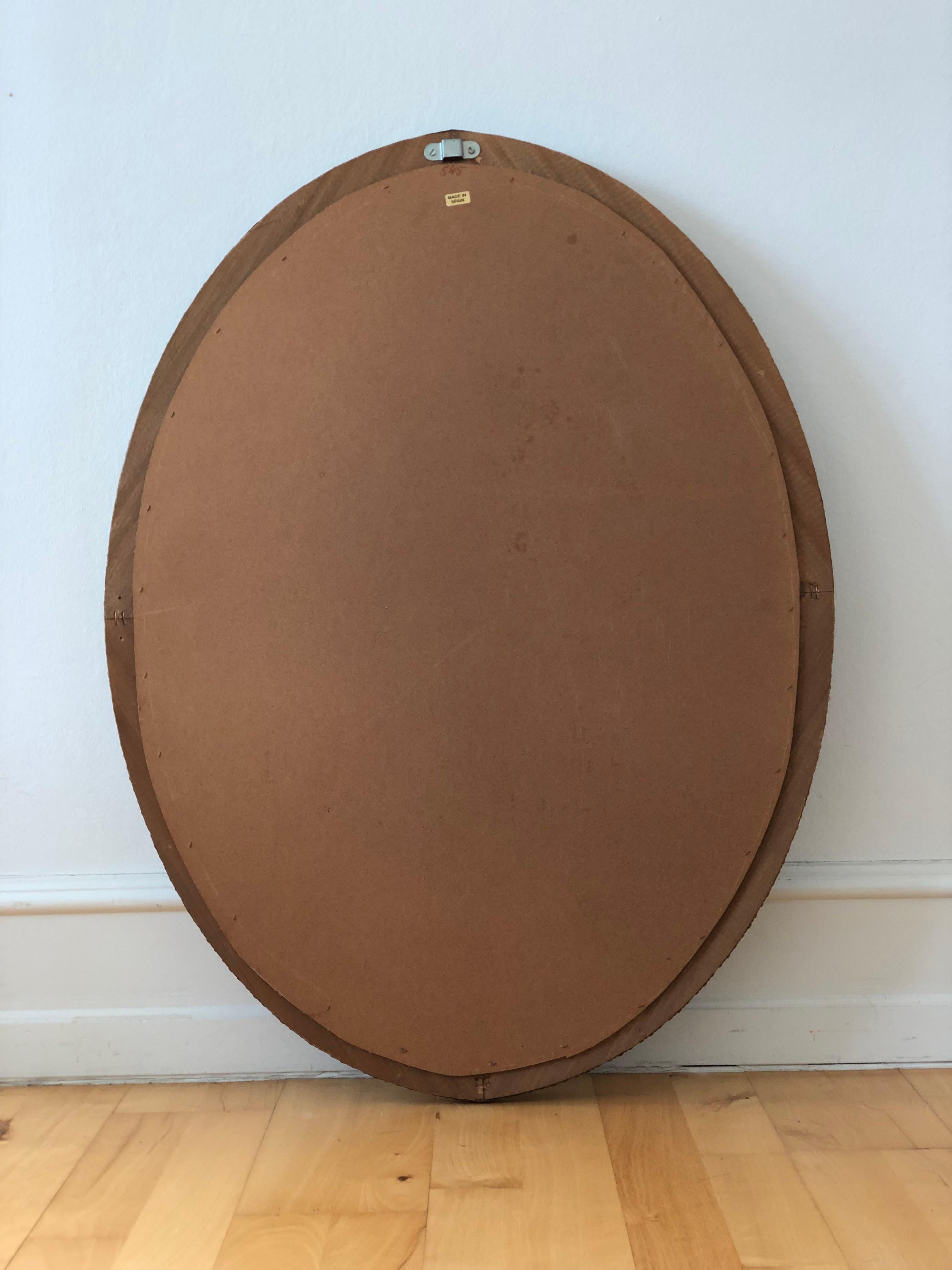Brass Vintage Venetian Oval Mirror Hollywood Regency in Gold Spain 1990s For Sale