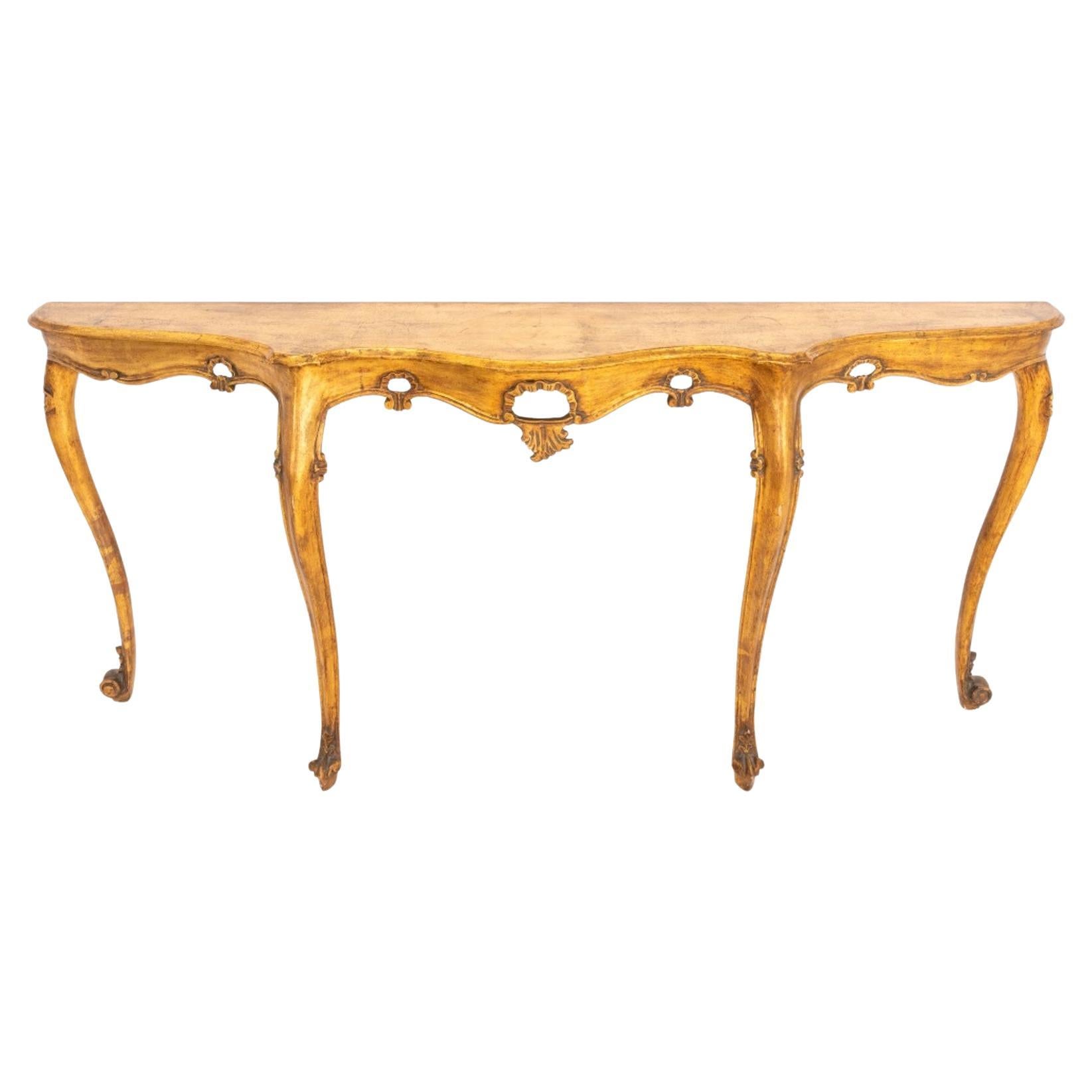 Vintage Venetian Rococo Style Giltwood Console For Sale