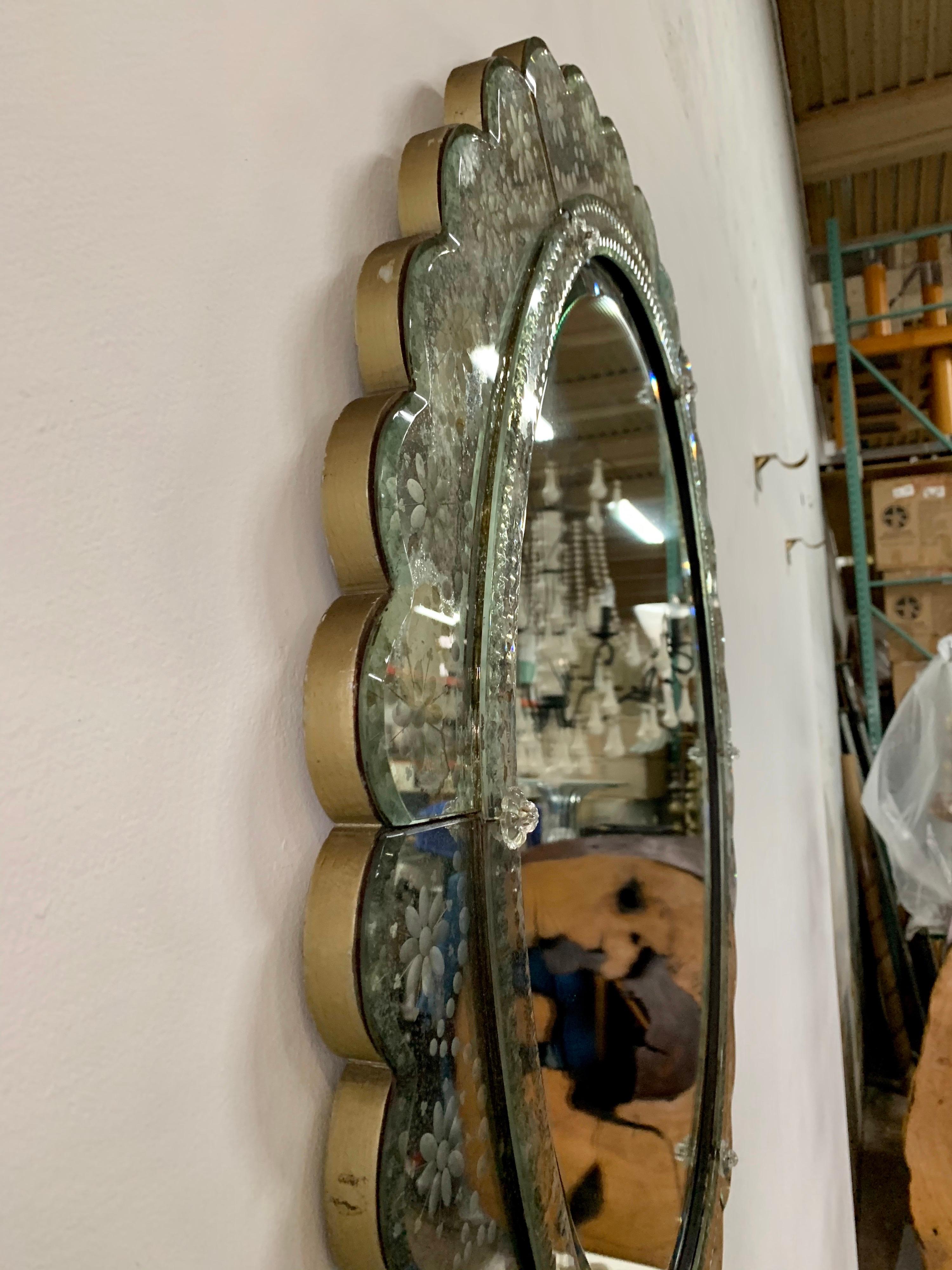 Glass Vintage Venetian Scalloped Framed Mirror
