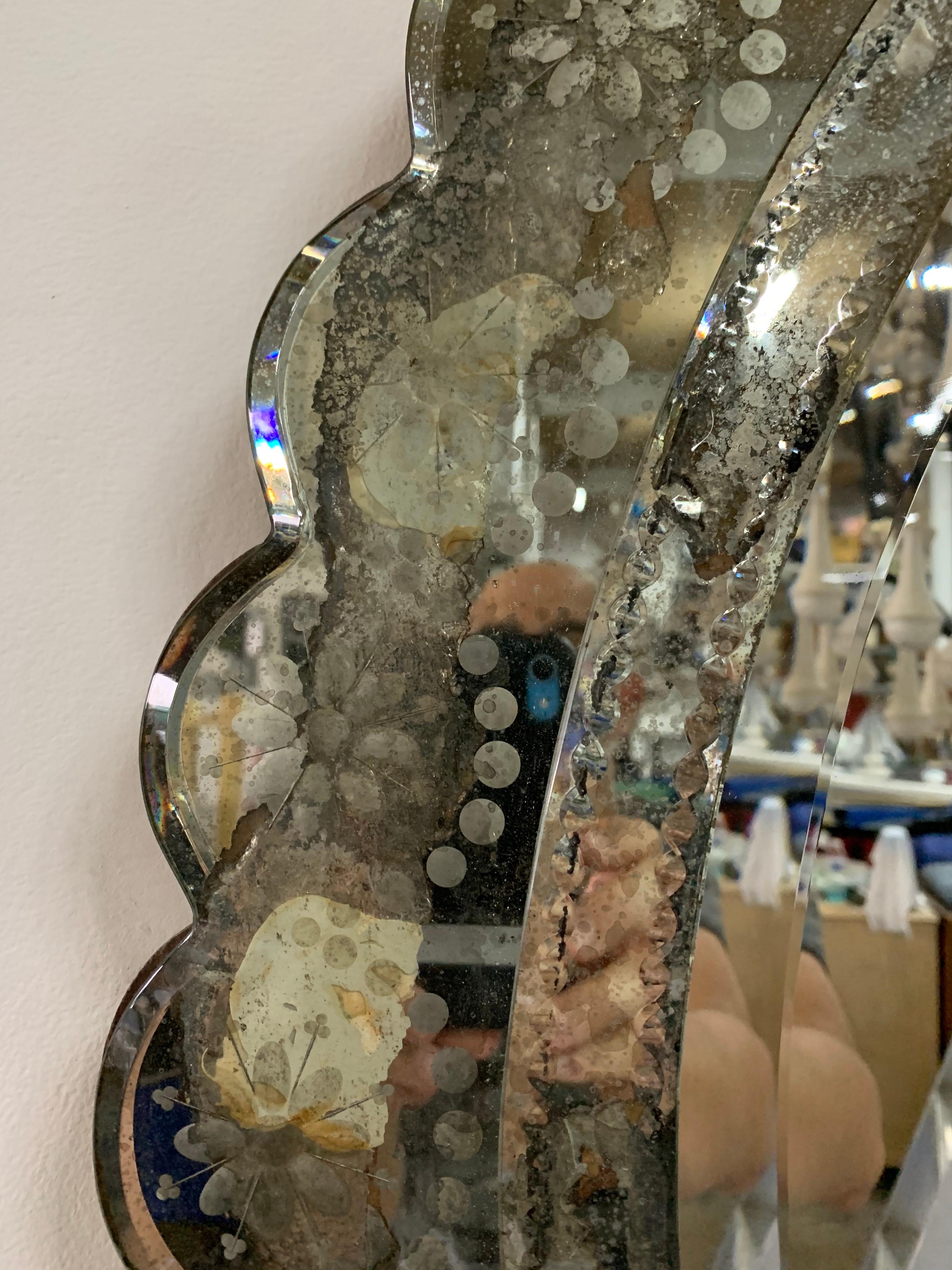 Vintage Venetian Scalloped Framed Mirror 1