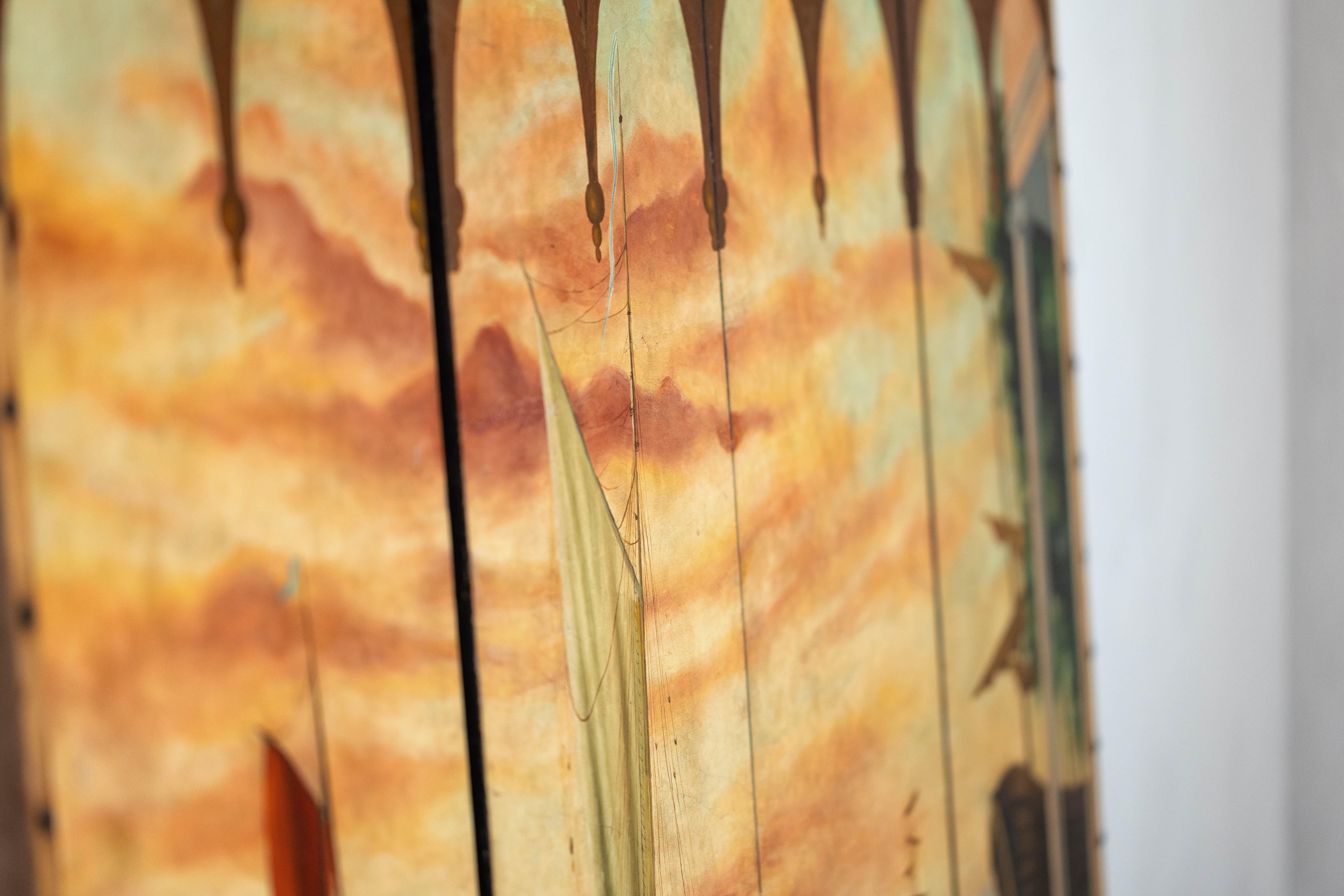 Vintage Venetian Scene Four-Panel Folding Screen with Nautical Motifs For Sale 11