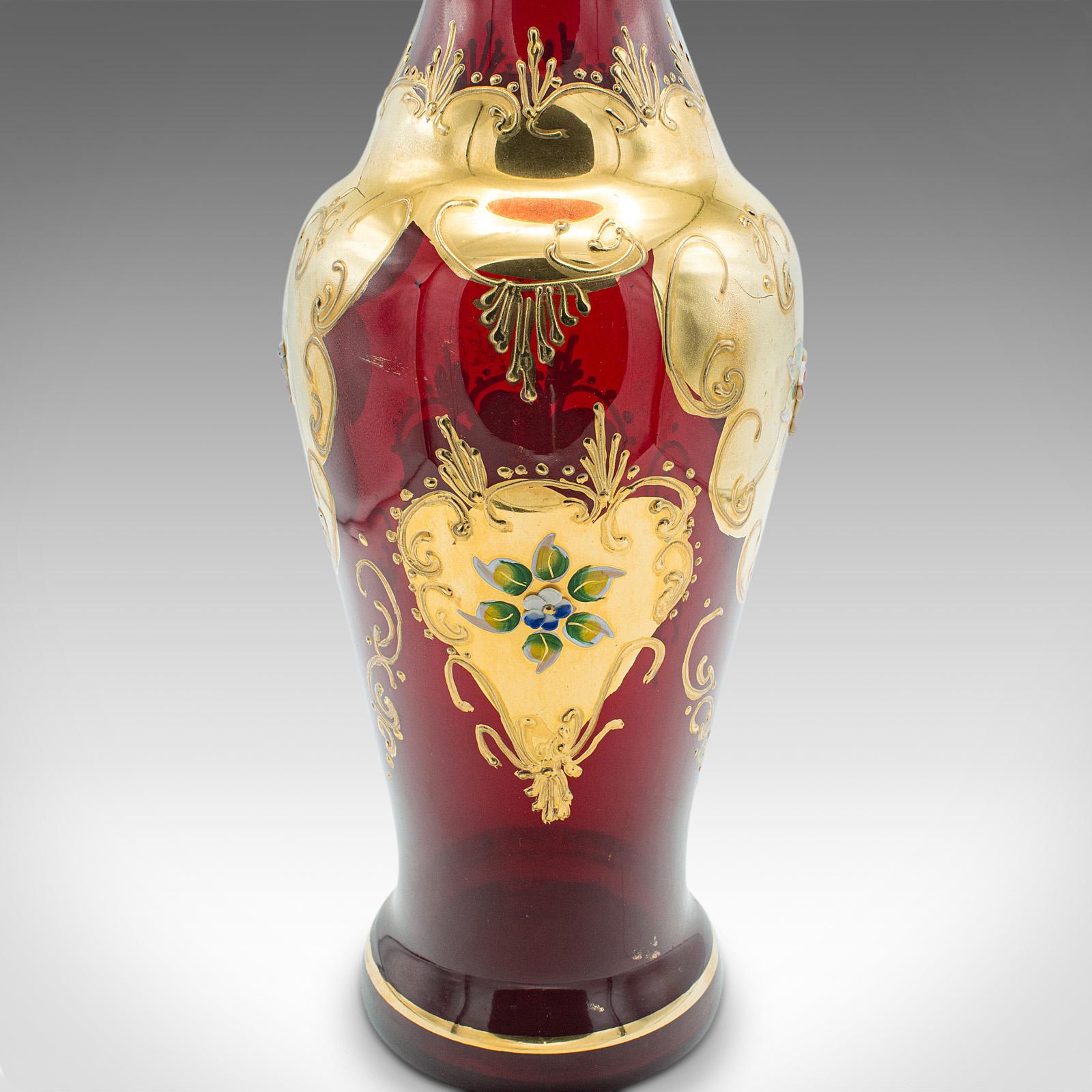 Vintage Venetian Show Vase, Italian Art Glass, Gilt, Decorative Flower Urn, 1970 For Sale 5