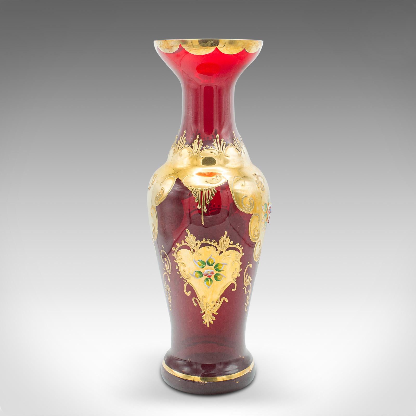 Neoclassical Revival Vintage Venetian Show Vase, Italian Art Glass, Gilt, Decorative Flower Urn, 1970 For Sale