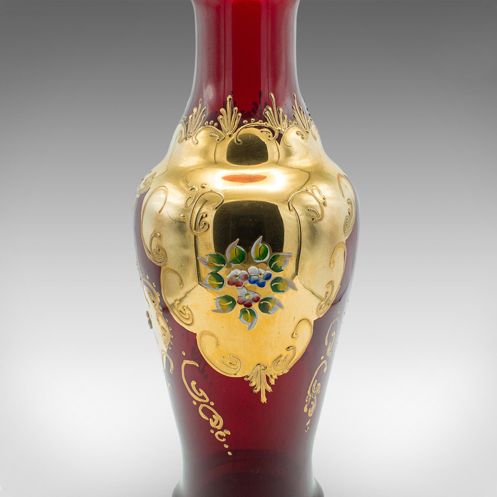 Vintage Venetian Show Vase, Italian Art Glass, Gilt, Decorative Flower Urn, 1970 For Sale 4