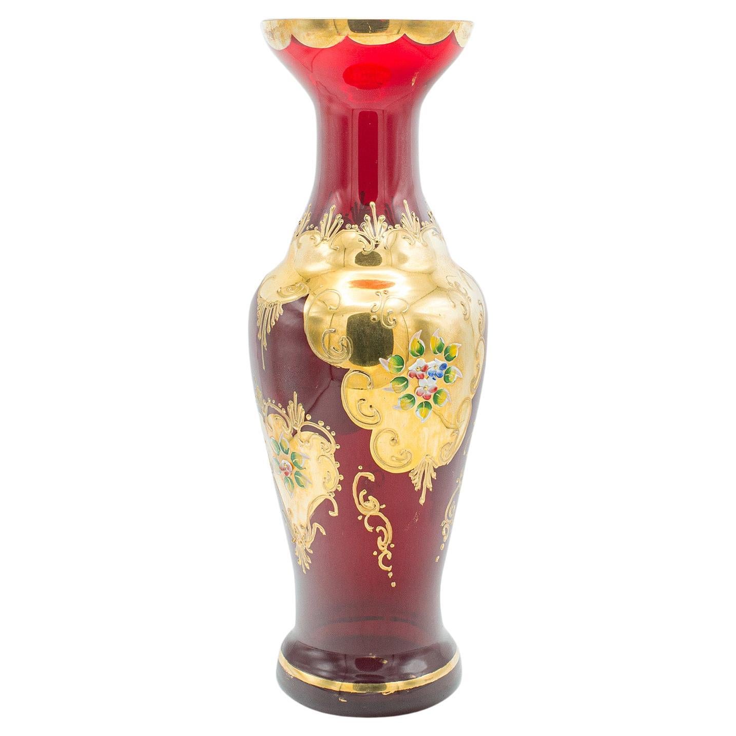 Vintage-Blumenurne im venezianischen Stil, italienisches Kunstglas, vergoldet, 1970 im Angebot