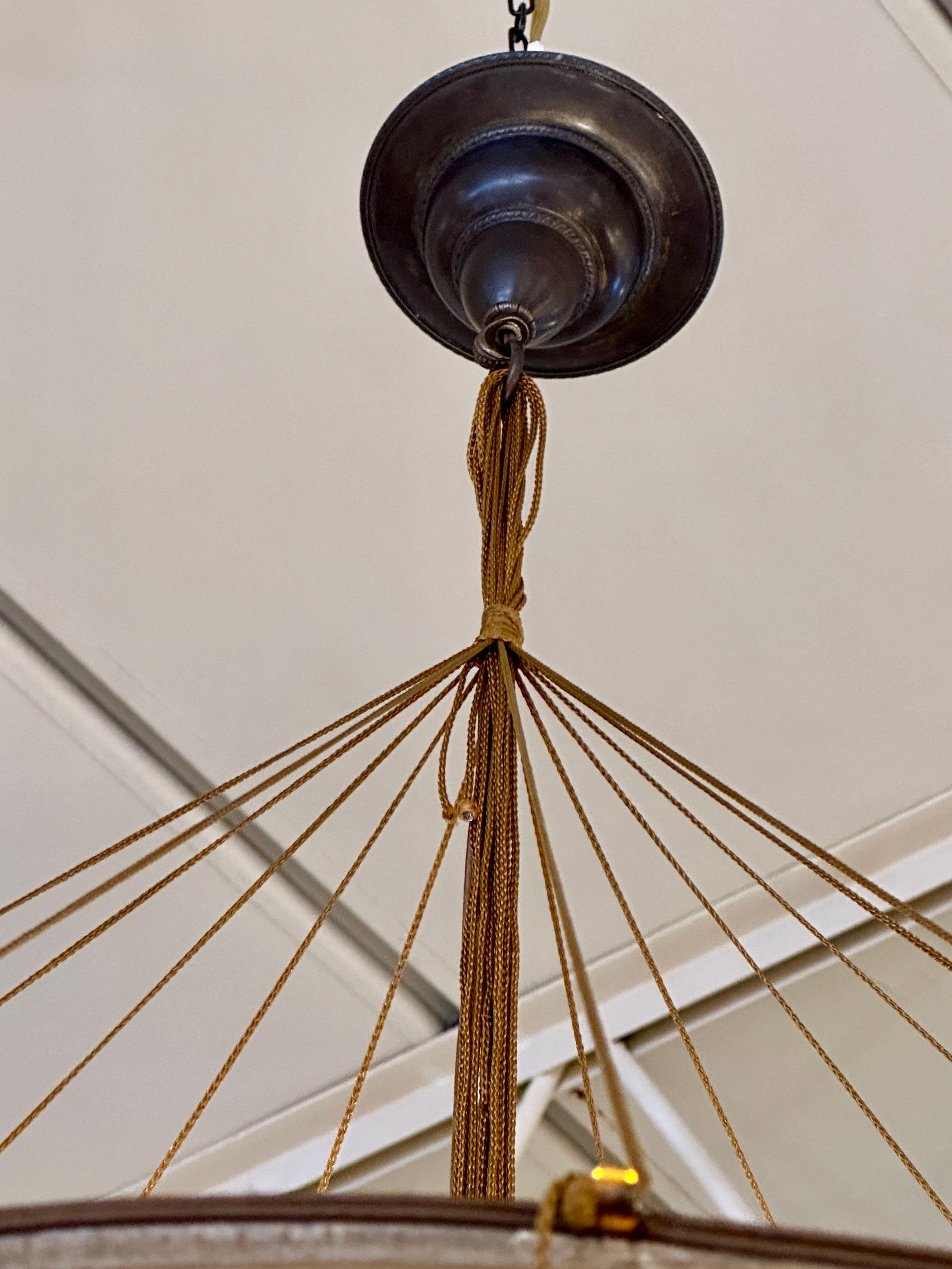 Vintage Venetian Silk Fortuny Hanging Light/ Chandelier For Sale 3