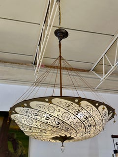 Vintage Venetian Silk Fortuny Hanging Light/ Chandelier