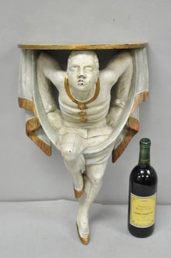 Vintage Venetian Style Figural Nubian "Moor" Dancer Wall Bracket Corbel Shelf