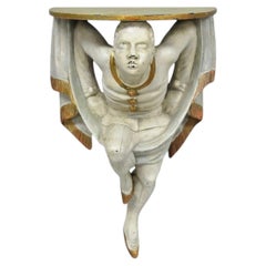 Vintage Venetian Style Figural Nubian "Moor" Dancer Wall Bracket Corbel Shelf
