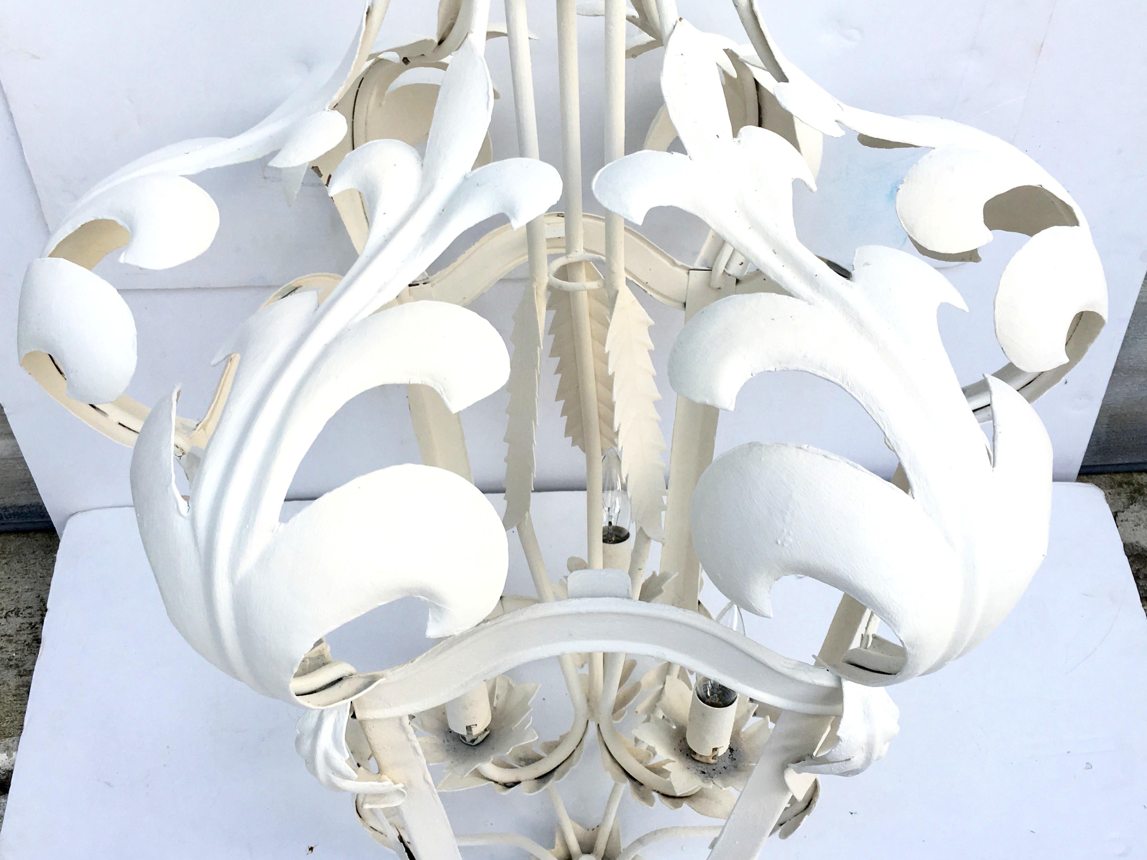 20th Century Venetian Tole Style Iron 3-Light Hanging Lantern Light 2