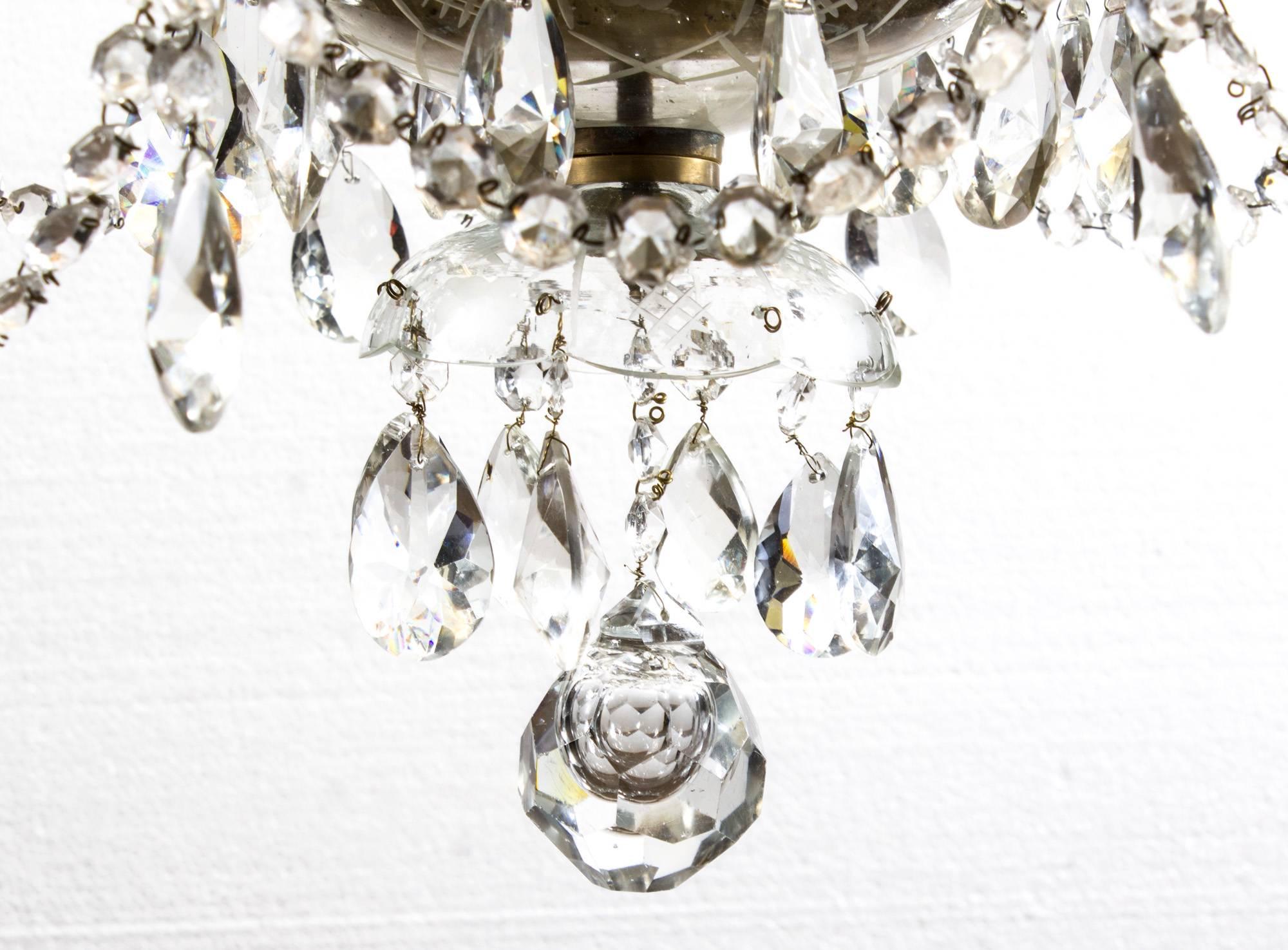 italien Lustre vénitien vintage à deux niveaux en cristal à 12 éclairages en vente