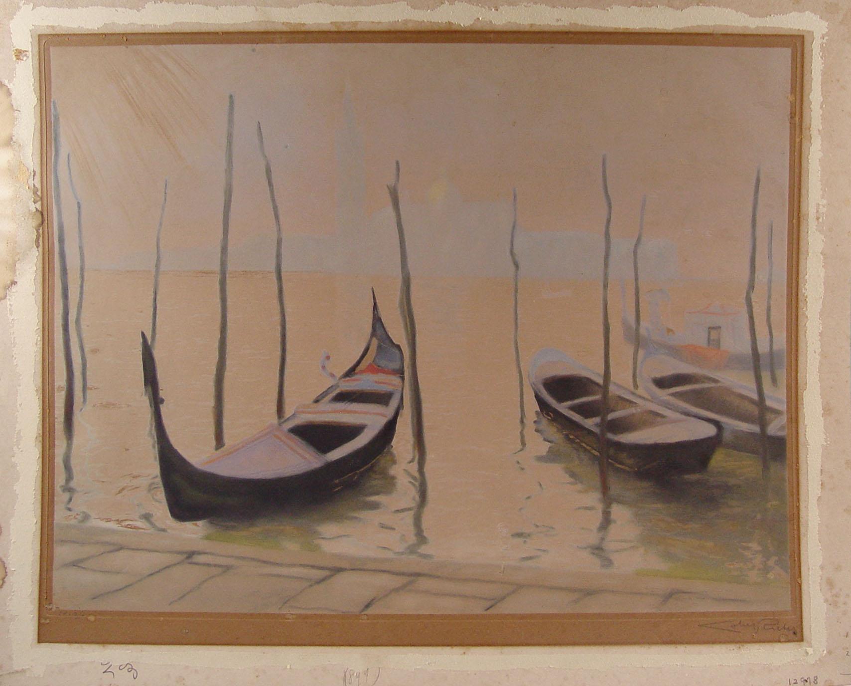 Italian Vintage Venice Misty Morning Lithograph For Sale