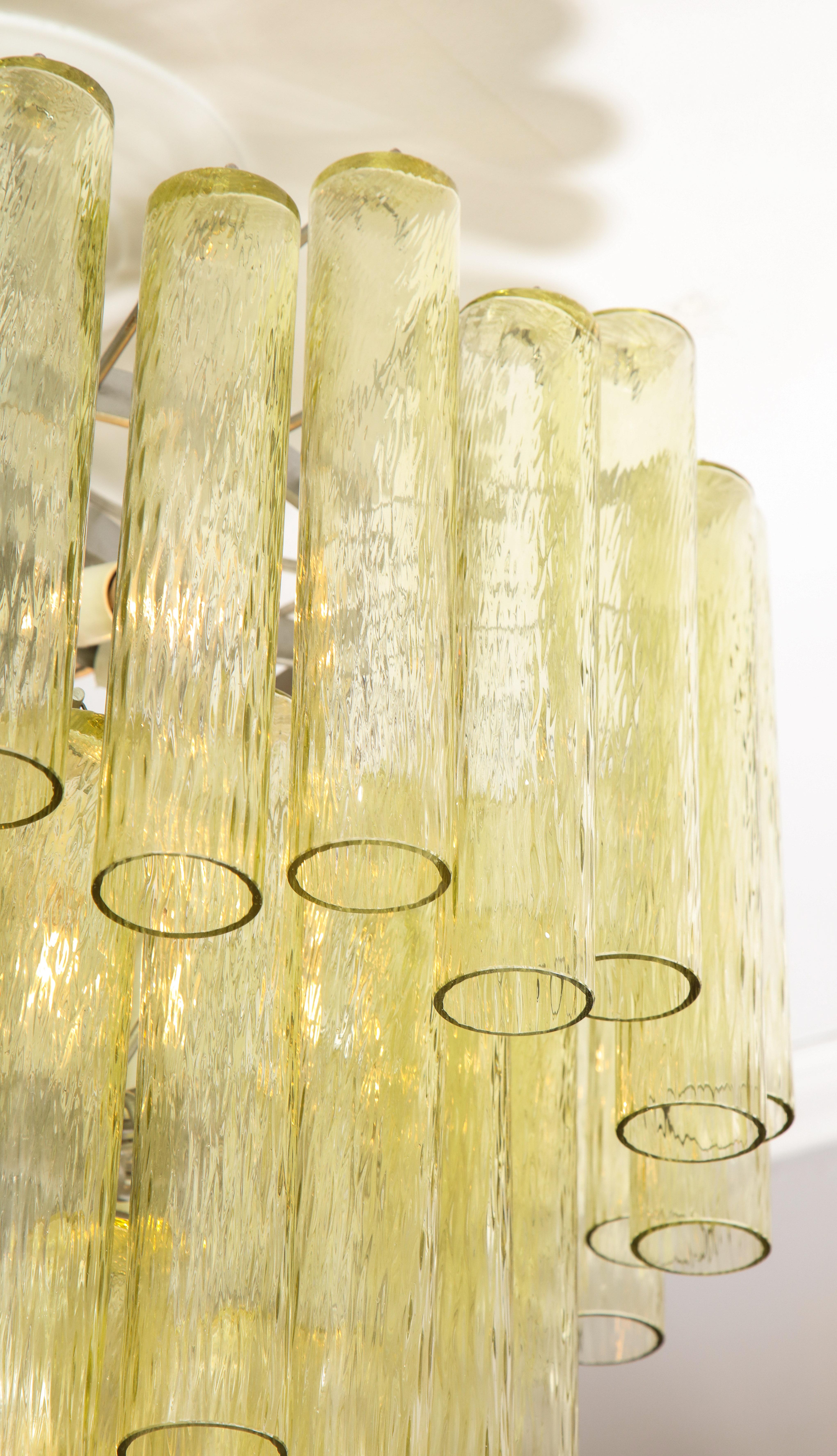 Italian Vintage Venini Champagne Tubular Glass Chandelier