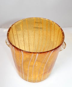 Vintage Venini Murano Amber, White & Clear Wine Cooler Ice Bucket Italy 1970