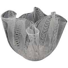 Vintage Venini Murano Fulvio Bianconi Handkerchief Zanfirico Blown Glass Vase