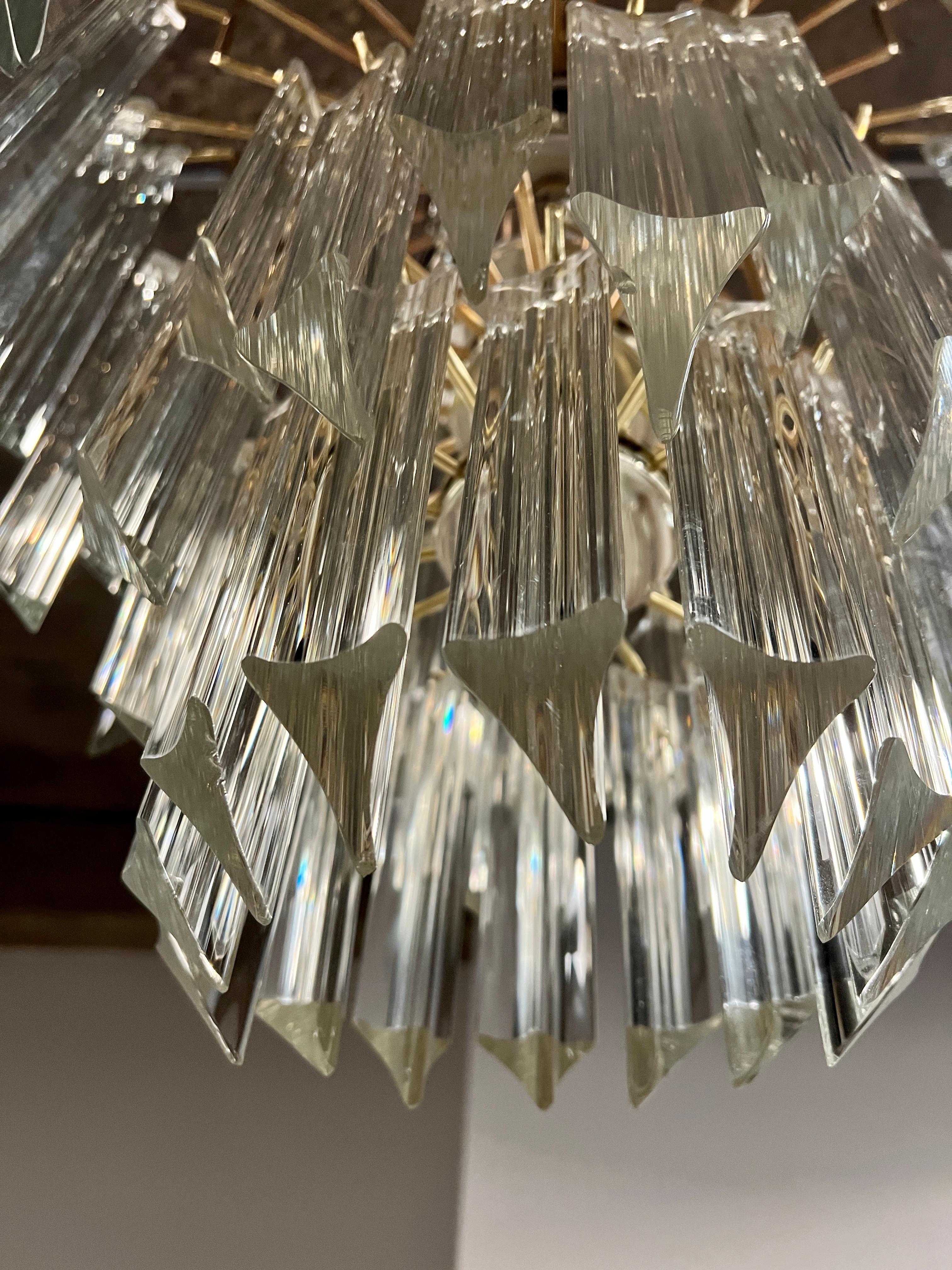 Vintage Venini Murano Triedri Glass Prism Chandelier For Sale 1