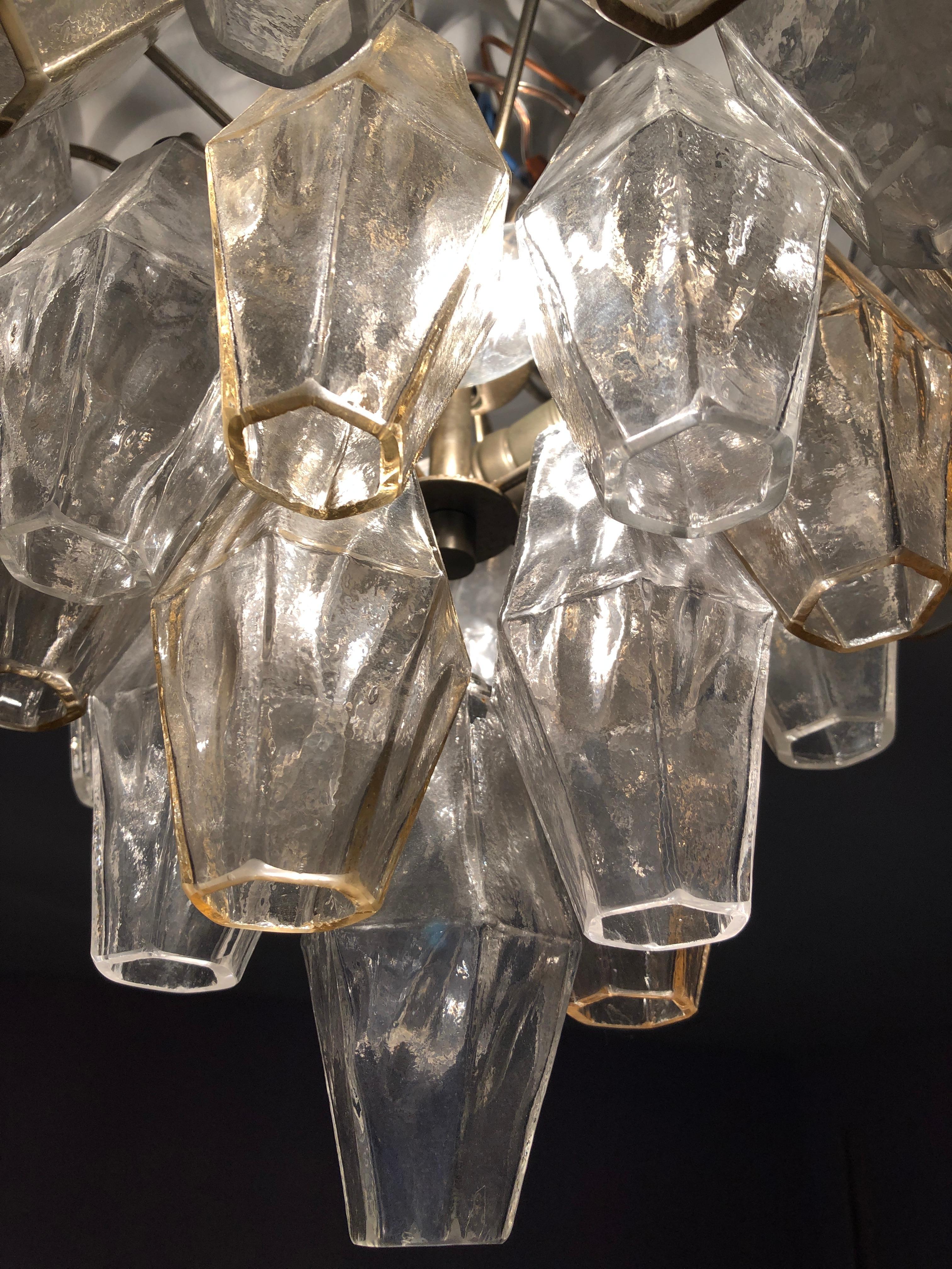 Vintage Venini Polyhedral Chandelier in Clear and Smoked Glass, Italy, 1960s 5