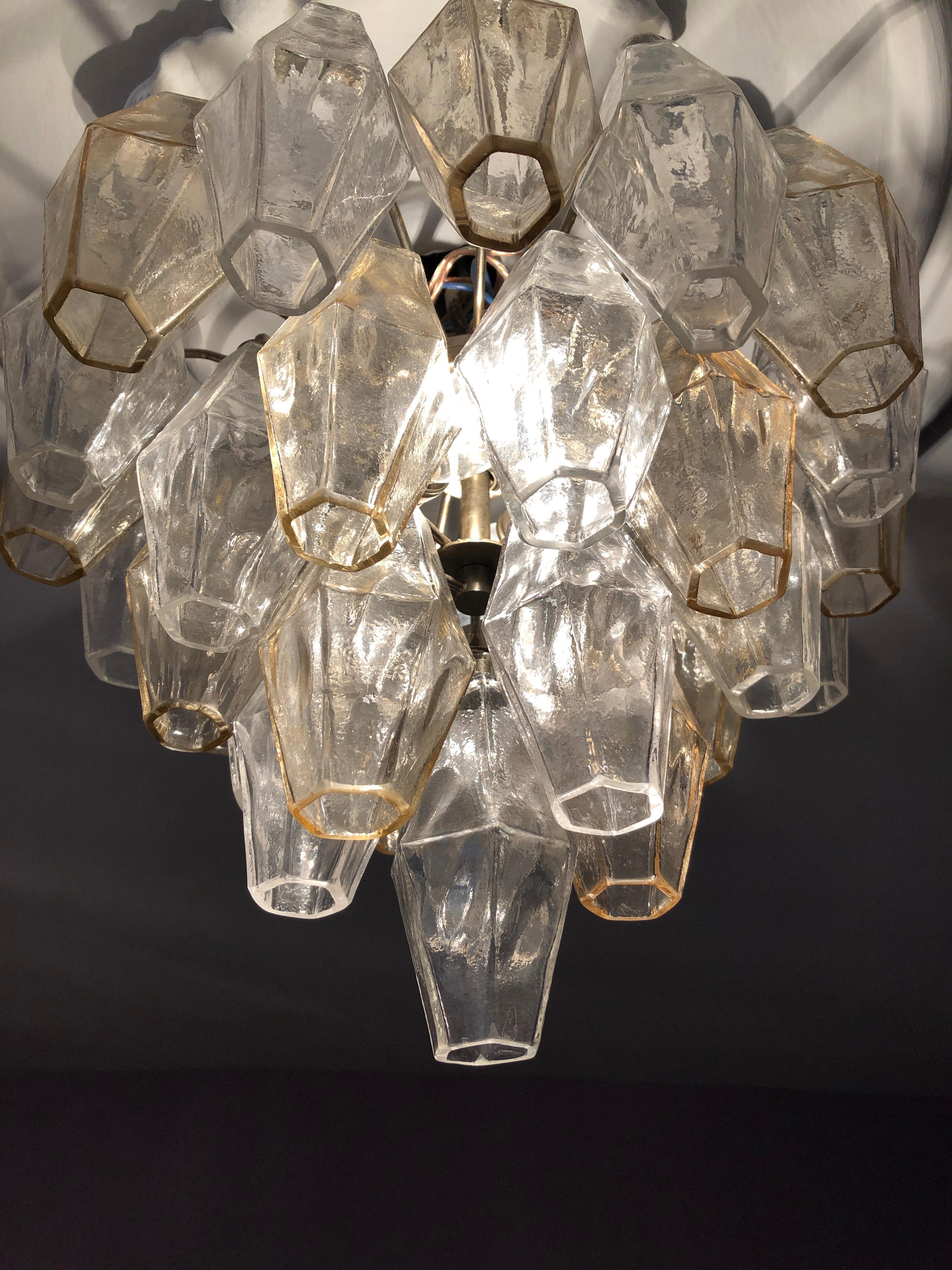 Vintage Venini Polyhedral Chandelier in Clear and Smoked Glass, Italy, 1960s 6