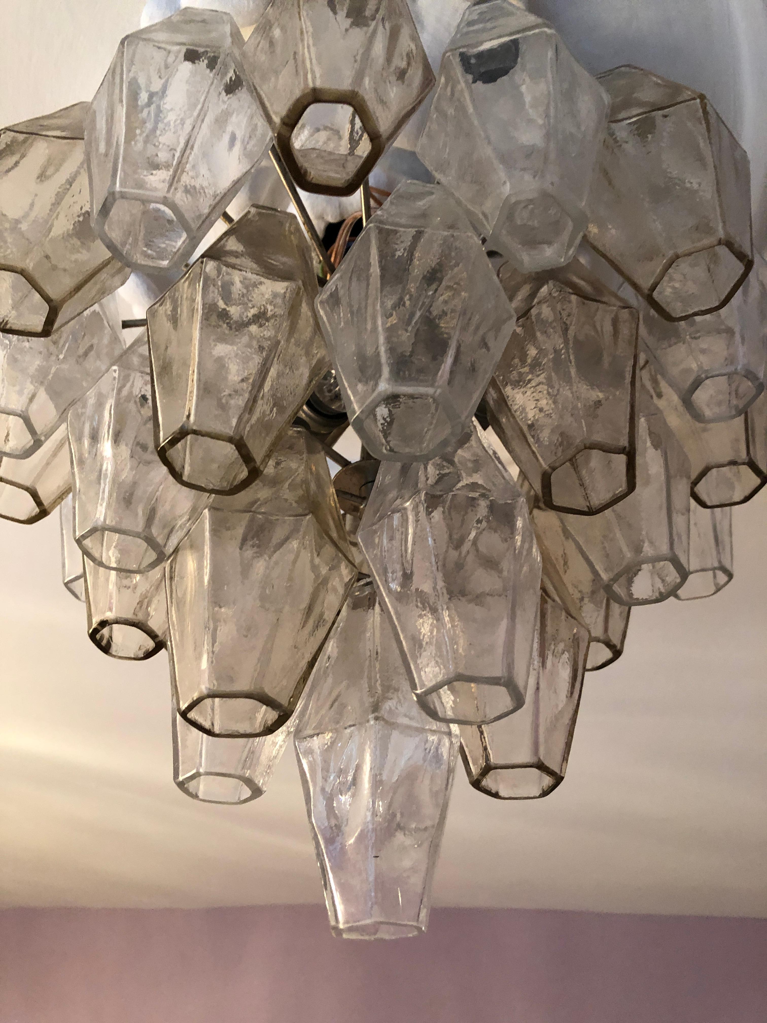 Vintage Venini Polyhedral Chandelier in Clear and Smoked Glass, Italy, 1960s 1