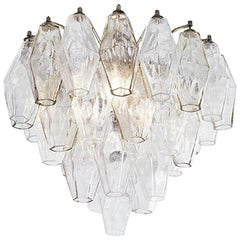 Vintage Venini Polyhedral Chandelier in Clear and Smoked Glass, Italy, 1960s