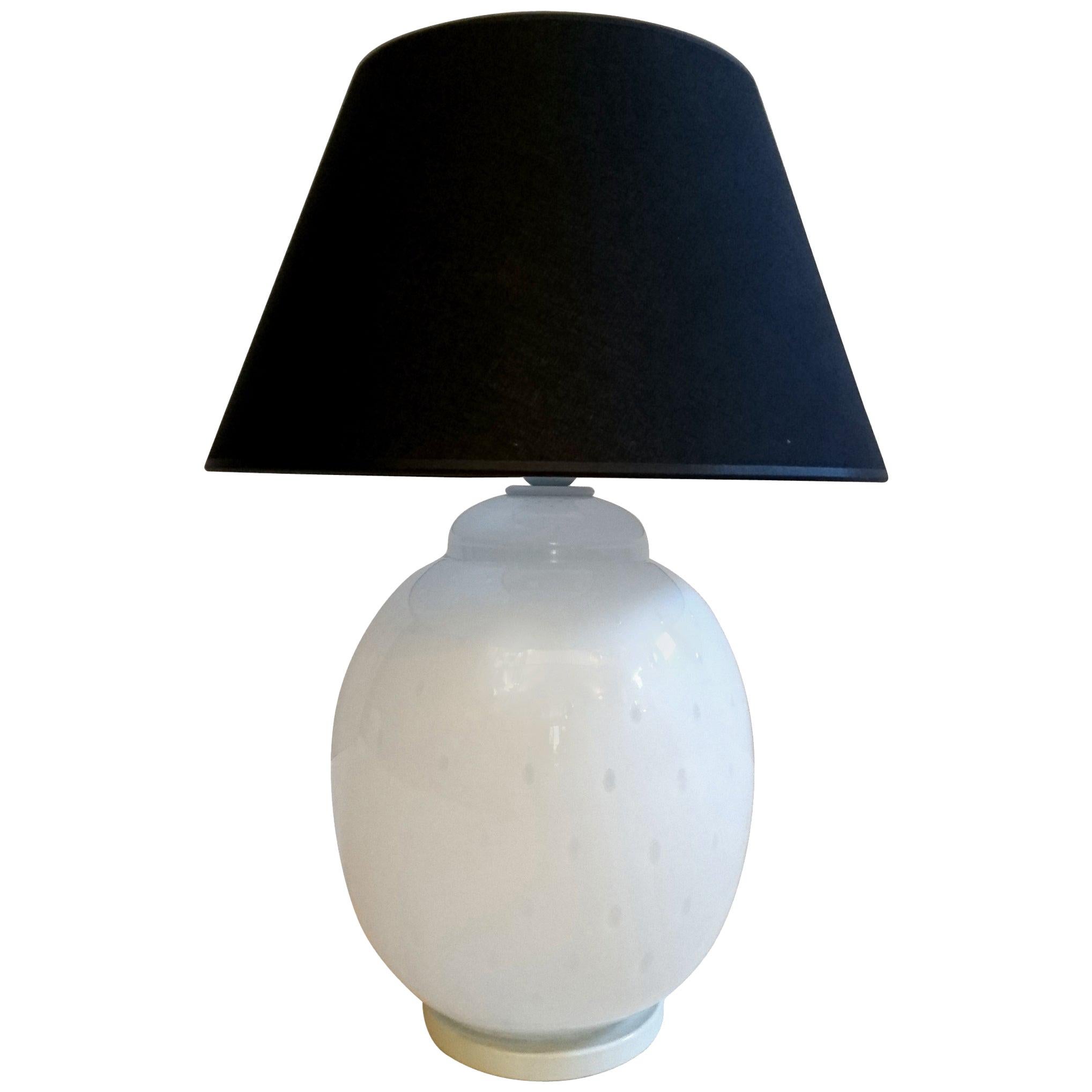 Vintage Venini Table Lamp in White Glass Made in Italy