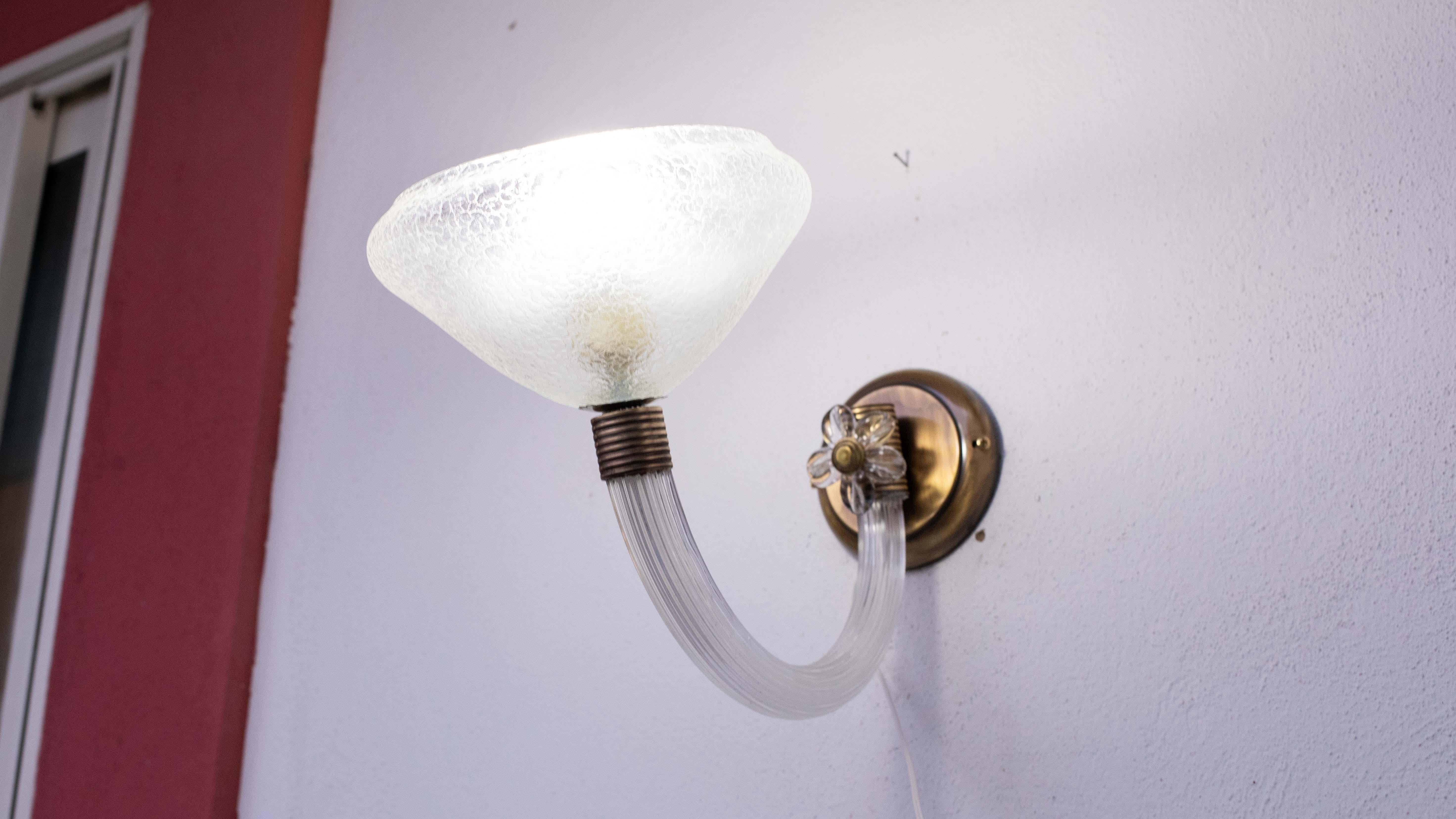 European Vintage Venini Wall Murano Glass Light, 1960 For Sale