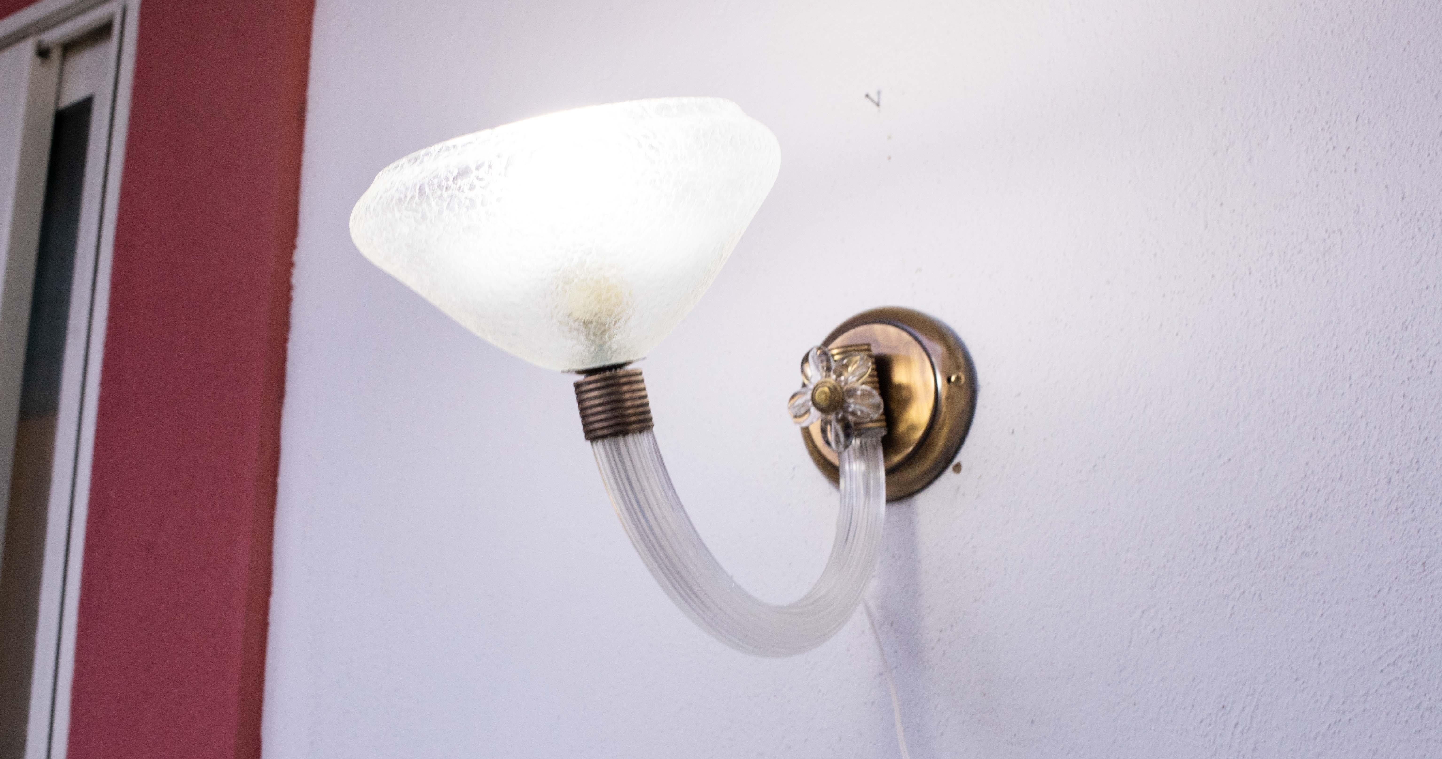 Mid-20th Century Vintage Venini Wall Murano Glass Light, 1960 For Sale
