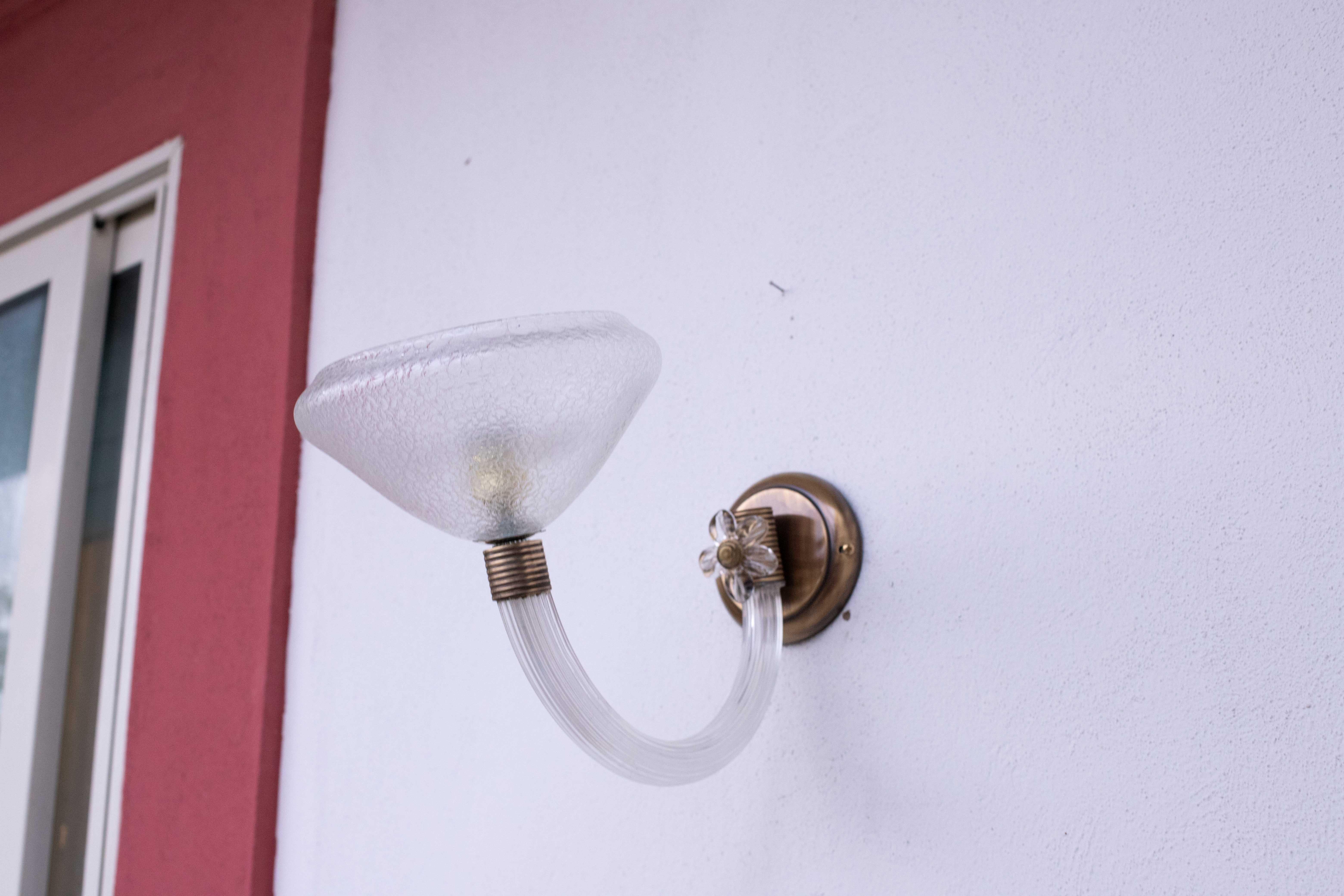 Vintage Venini Wall Murano Glass Light, 1960 For Sale 4