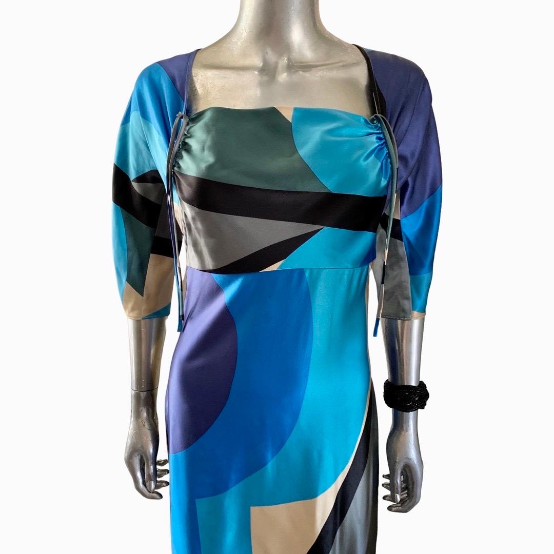 Vera Neumann - Robe vintage en charmeuse de soie à imprimé foulard, moderne, taille 4 Bon état - En vente à Palm Springs, CA