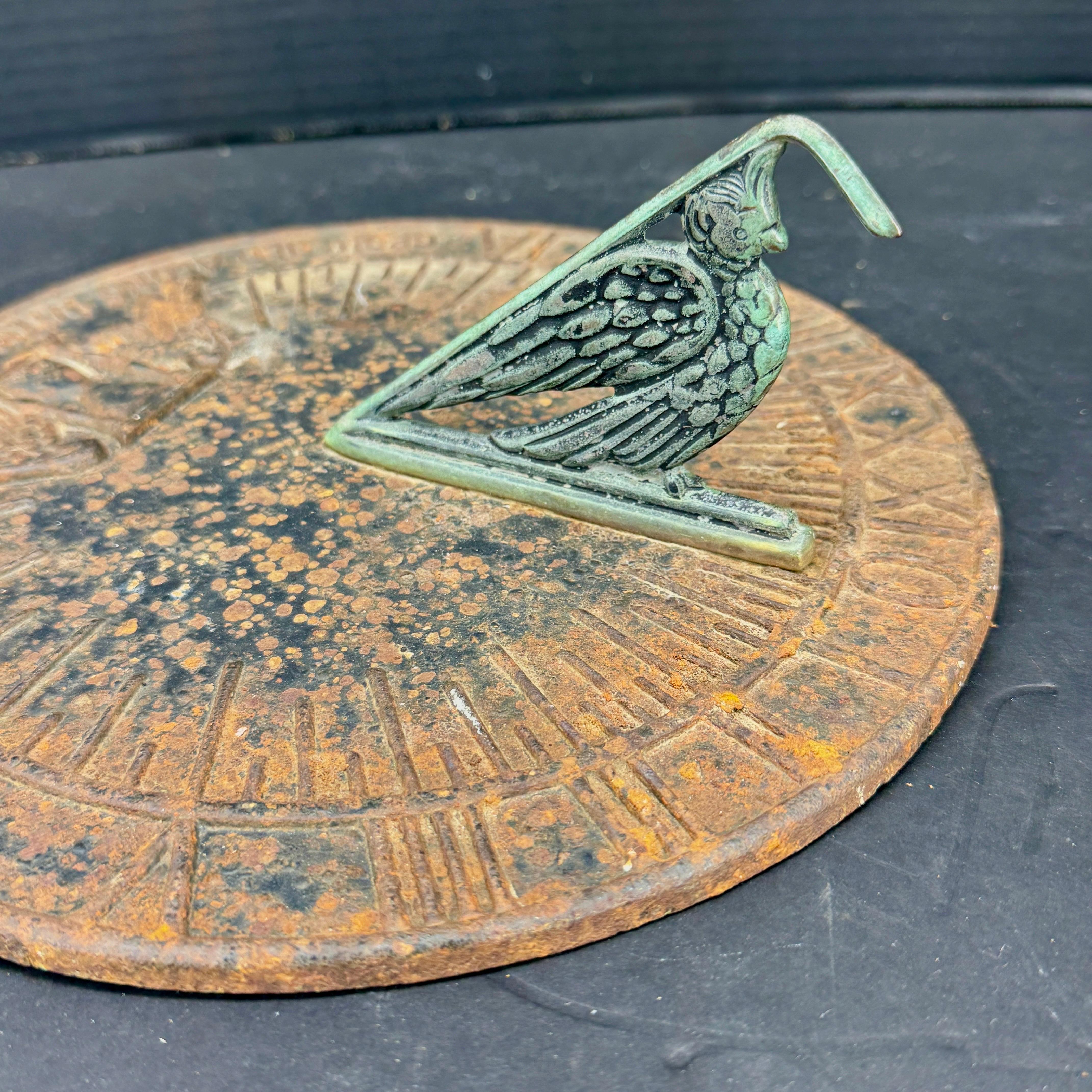 Vintage Verdigirs Weathered Cast Garden Bird Sundial 2