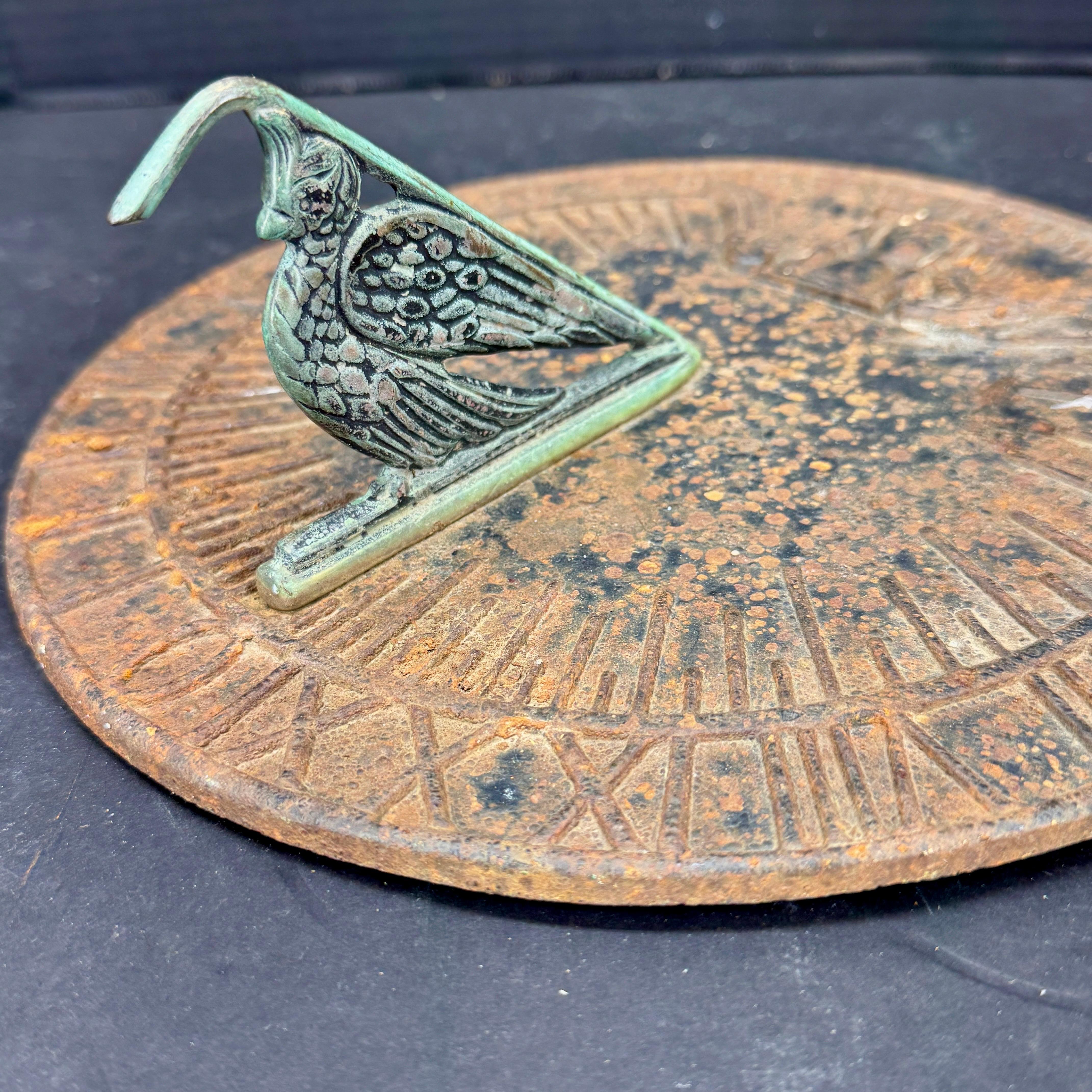 Vintage Verdigirs Weathered Cast Garden Bird Sundial 1