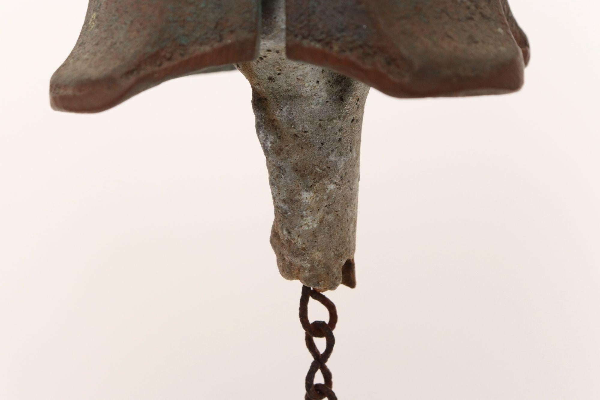 Vintage Verdigris Cast Bronze Wind Bell / Wind Chime by Joe Ursutz For Sale 4