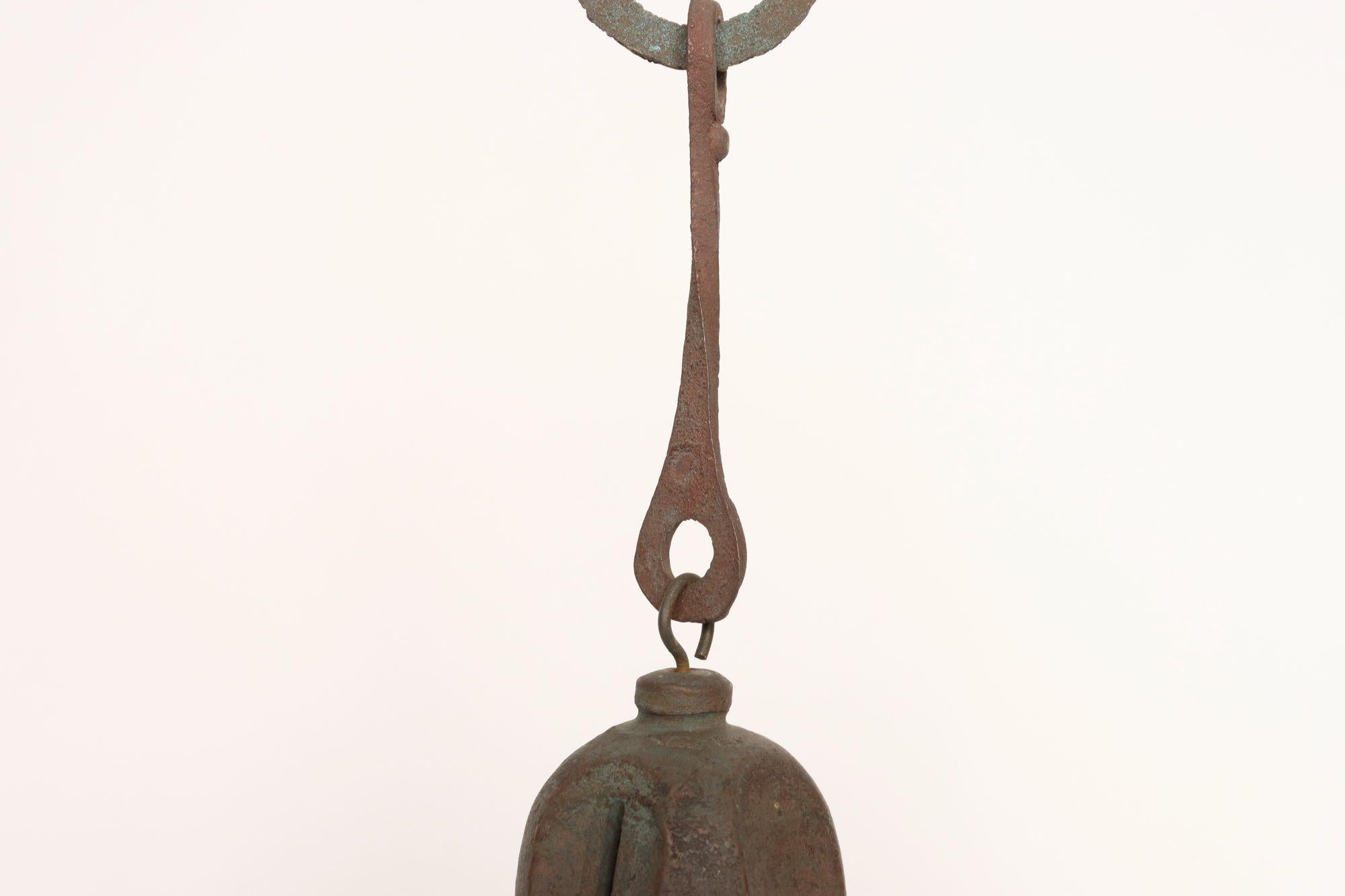 Vintage Verdigris Cast Bronze Wind Bell / Wind Chime by Joe Ursutz For Sale 6