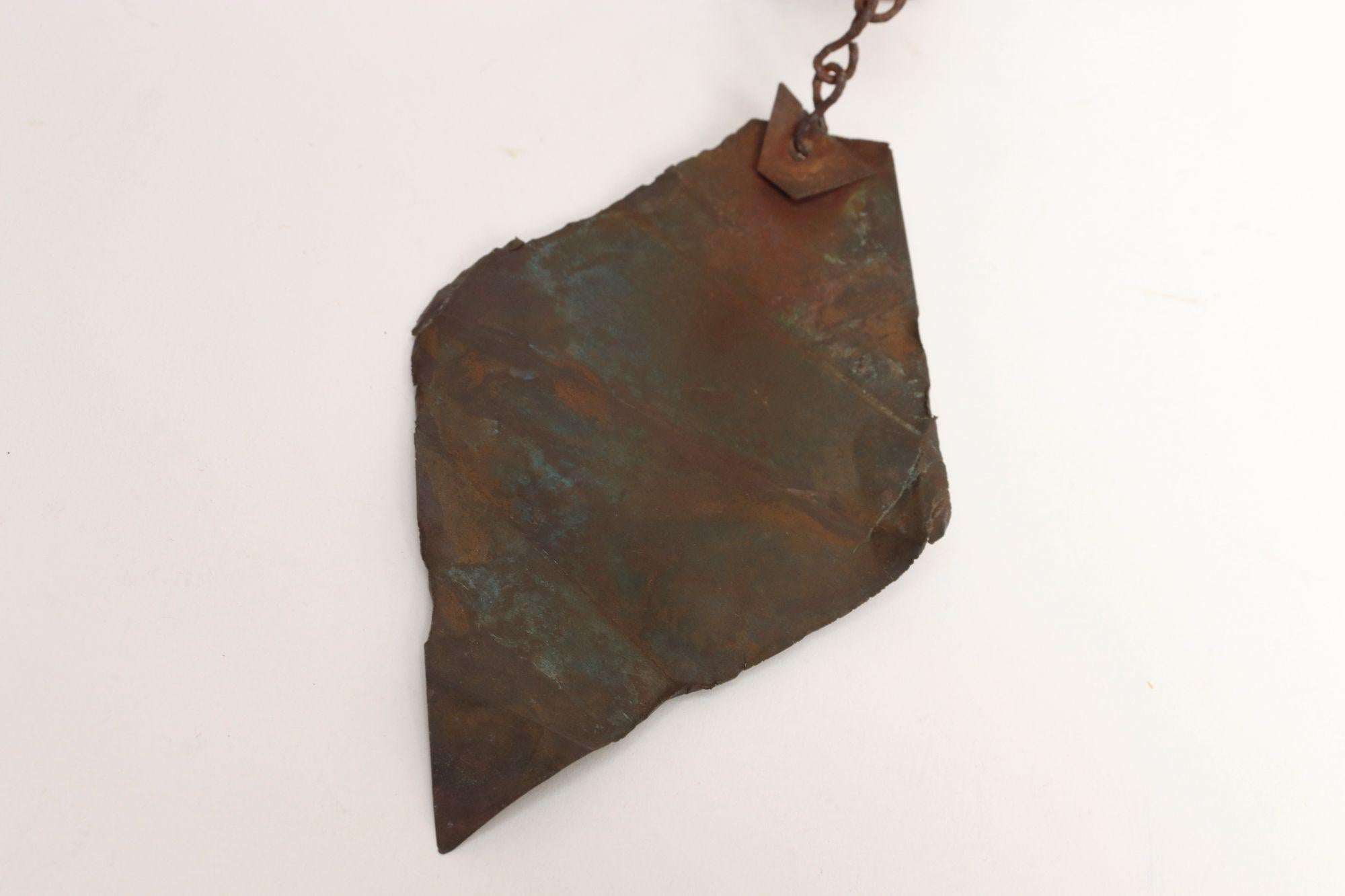 Vintage Verdigris Cast Bronze Wind Bell / Wind Chime by Joe Ursutz For Sale 10