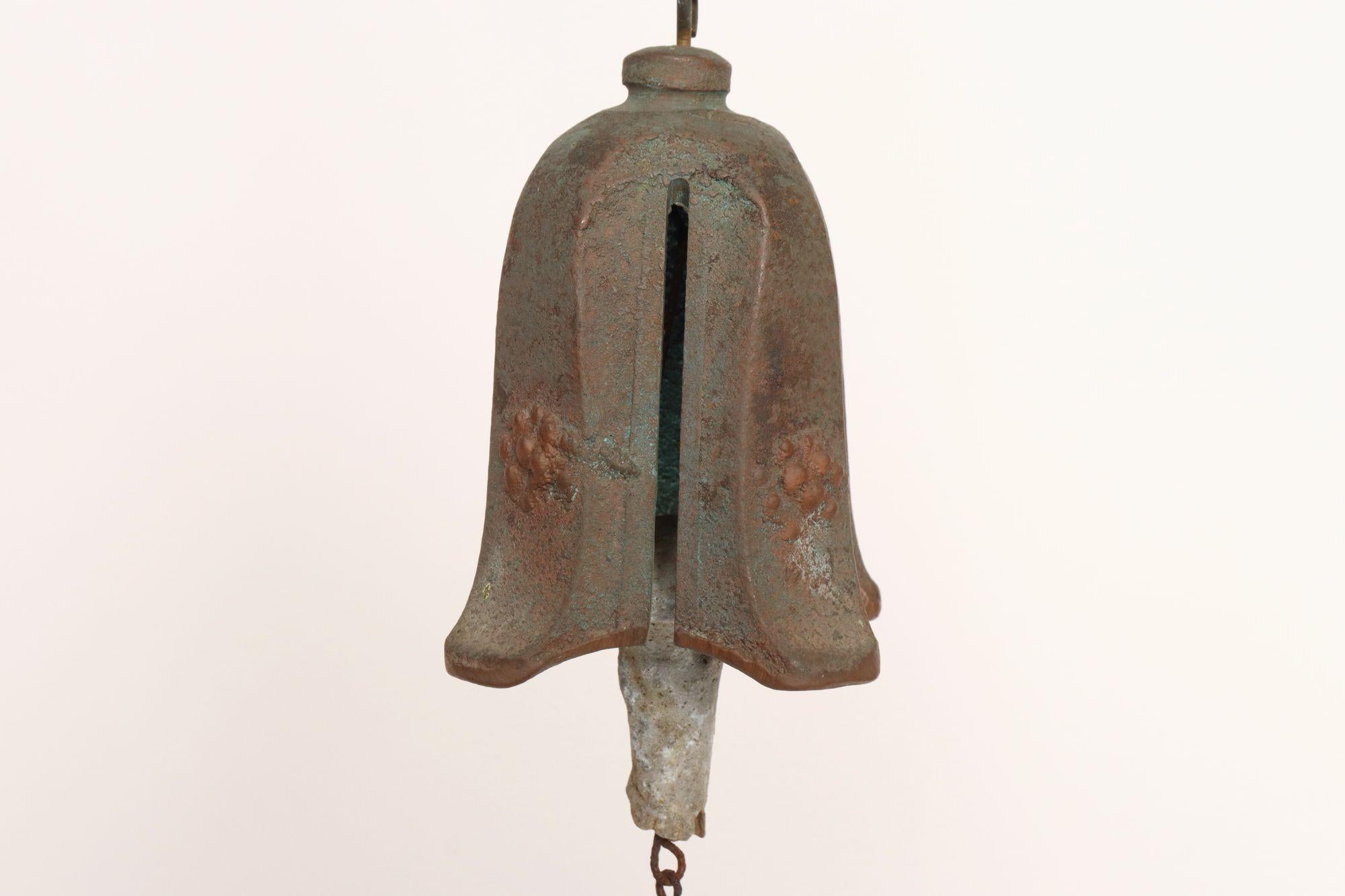 Mid-20th Century Vintage Verdigris Cast Bronze Wind Bell / Wind Chime by Joe Ursutz For Sale