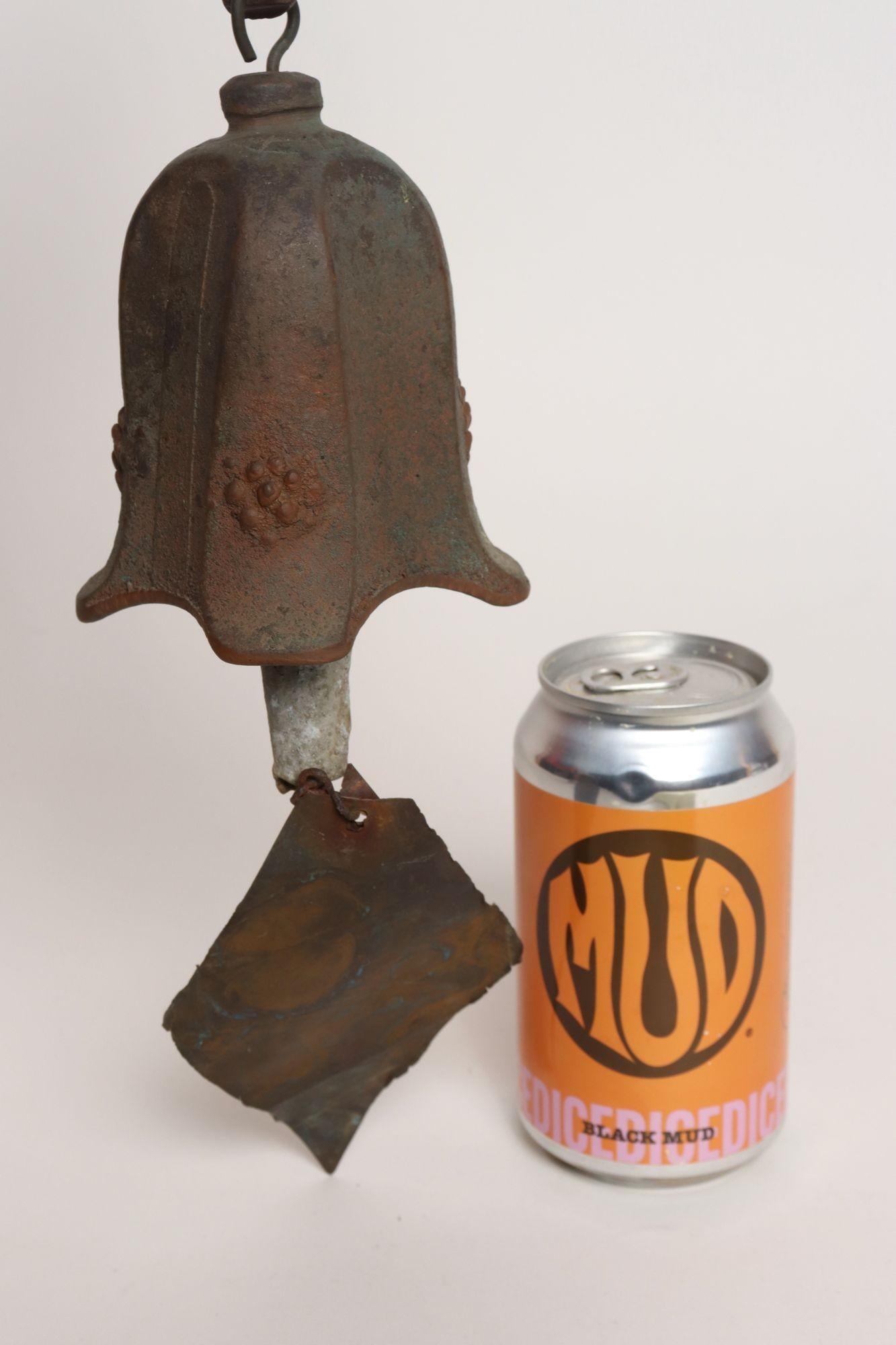 Vintage Verdigris Cast Bronze Wind Bell / Wind Chime by Joe Ursutz For Sale 1