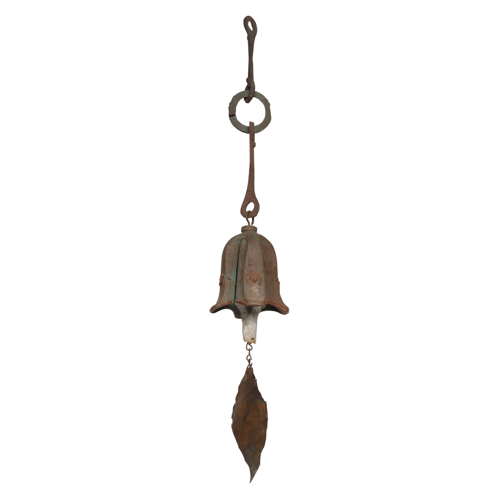 Vintage Verdigris Cast Bronze Wind Bell / Wind Chime by Joe Ursutz