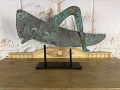 Vintage Verdigris Copper Grasshopper Sculpture