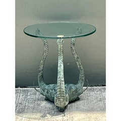 Vintage Verdigris Elephants Side Table
