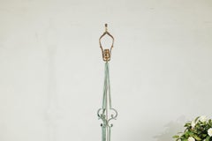 Vintage Verdigris Wrought Iron Floor Lamp with Scrolled Base and Tapered Lines