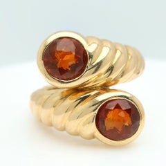 Vintage Verdura 18k Gold Garnet Bypass Ring