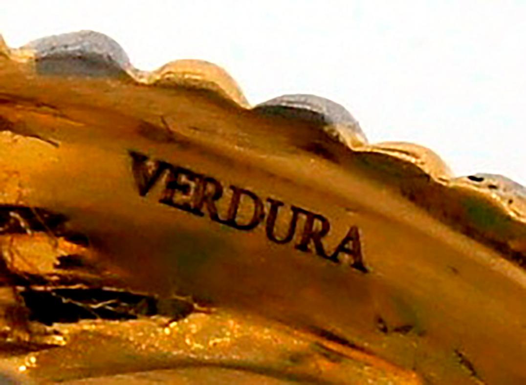 Verdura 18 Karat Gold Jade-Diamantring, Vintage im Zustand „Gut“ im Angebot in Beverly Hills, CA