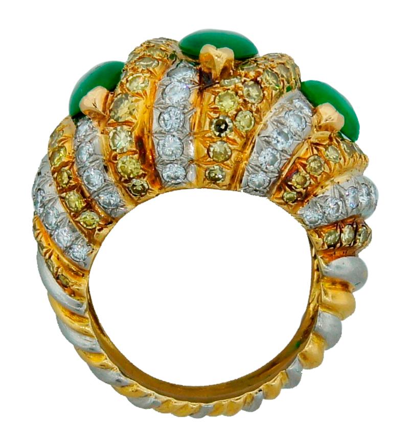 Verdura 18 Karat Gold Jade-Diamantring, Vintage im Angebot 1