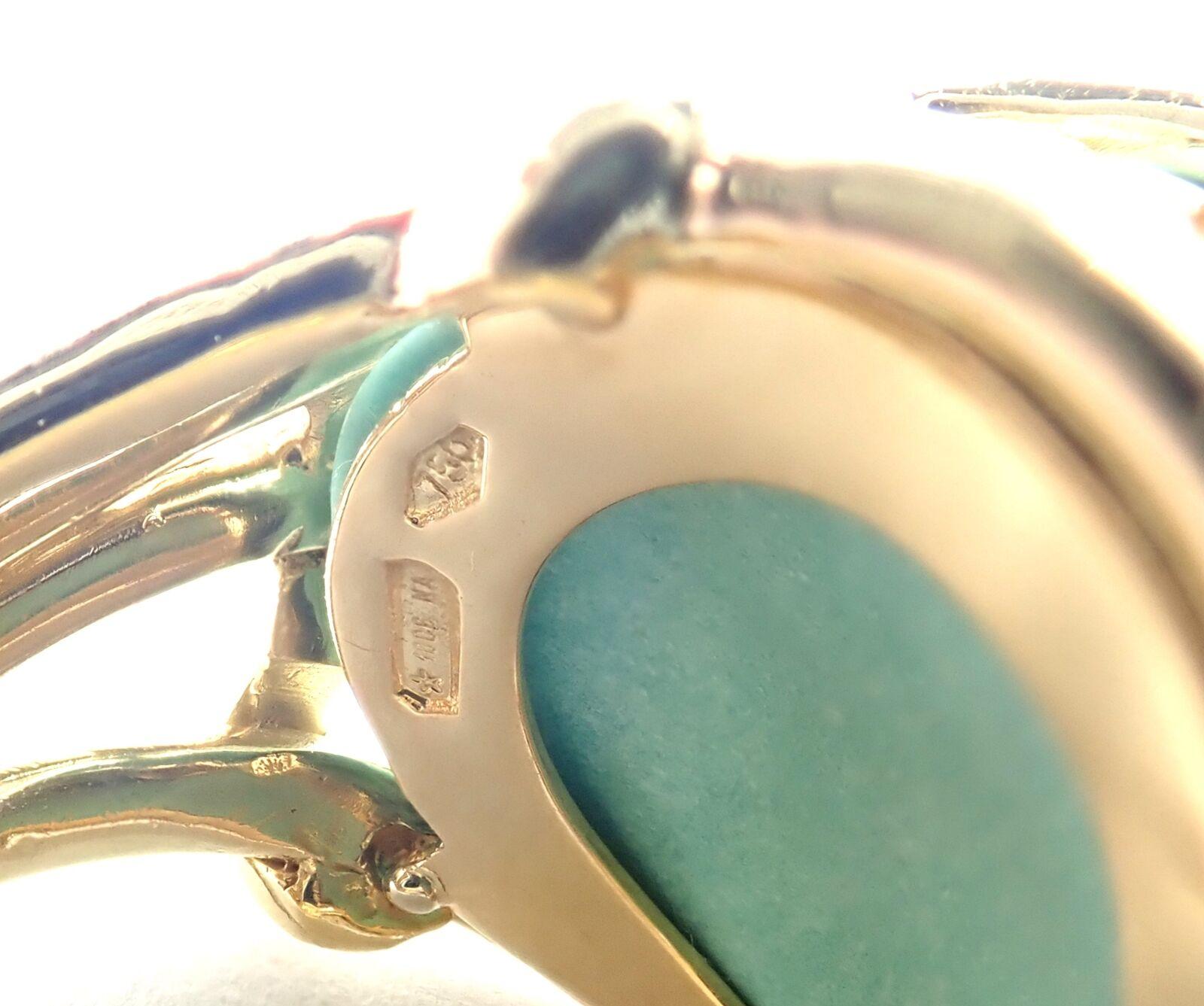 Vintage Verdura Polka Dot Diamant Türkis Großer Gelbgold Ring 5