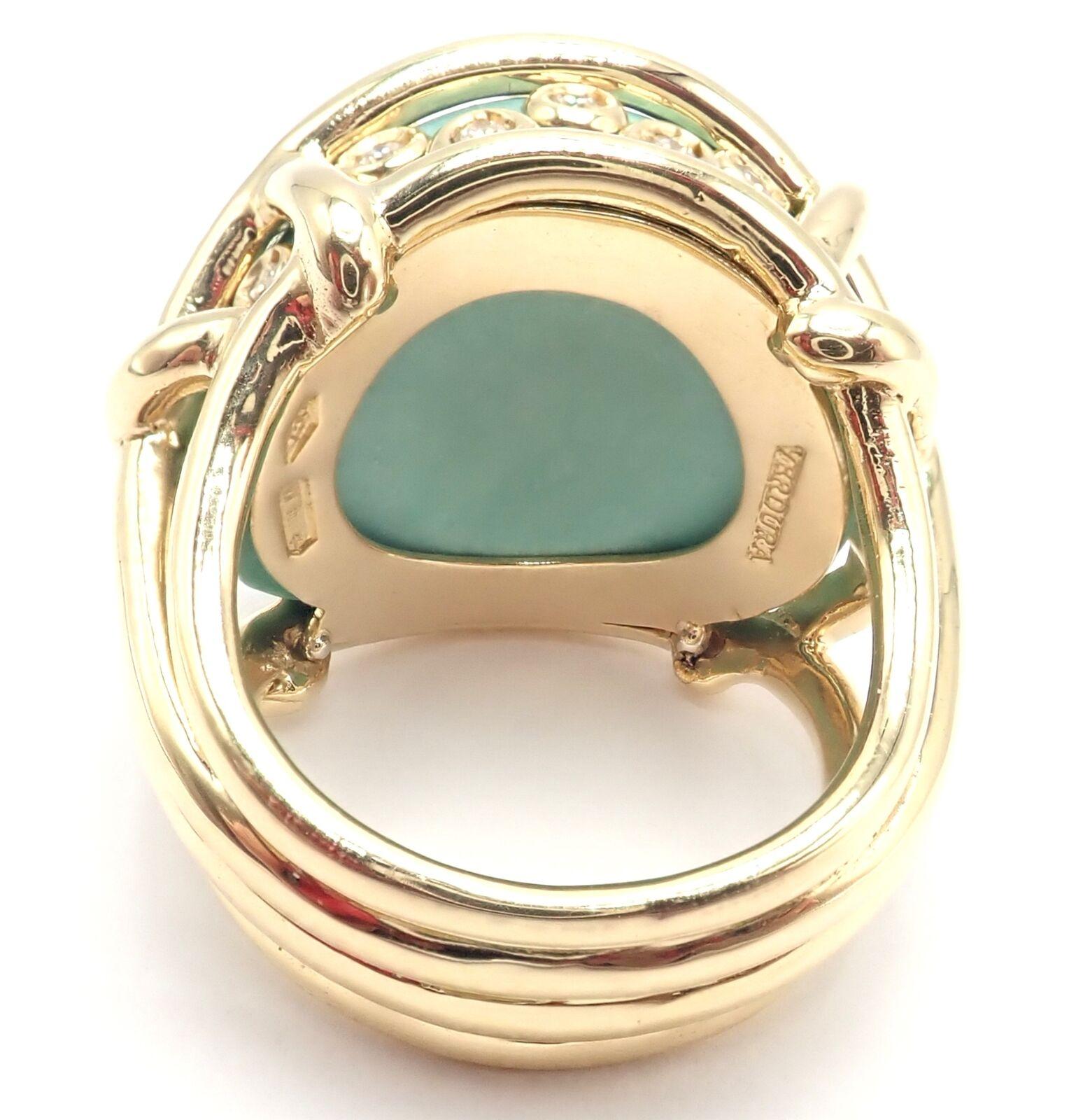 Women's or Men's Vintage Verdura Polka Dot Diamond Turquoise Large Yellow Gold Ring For Sale