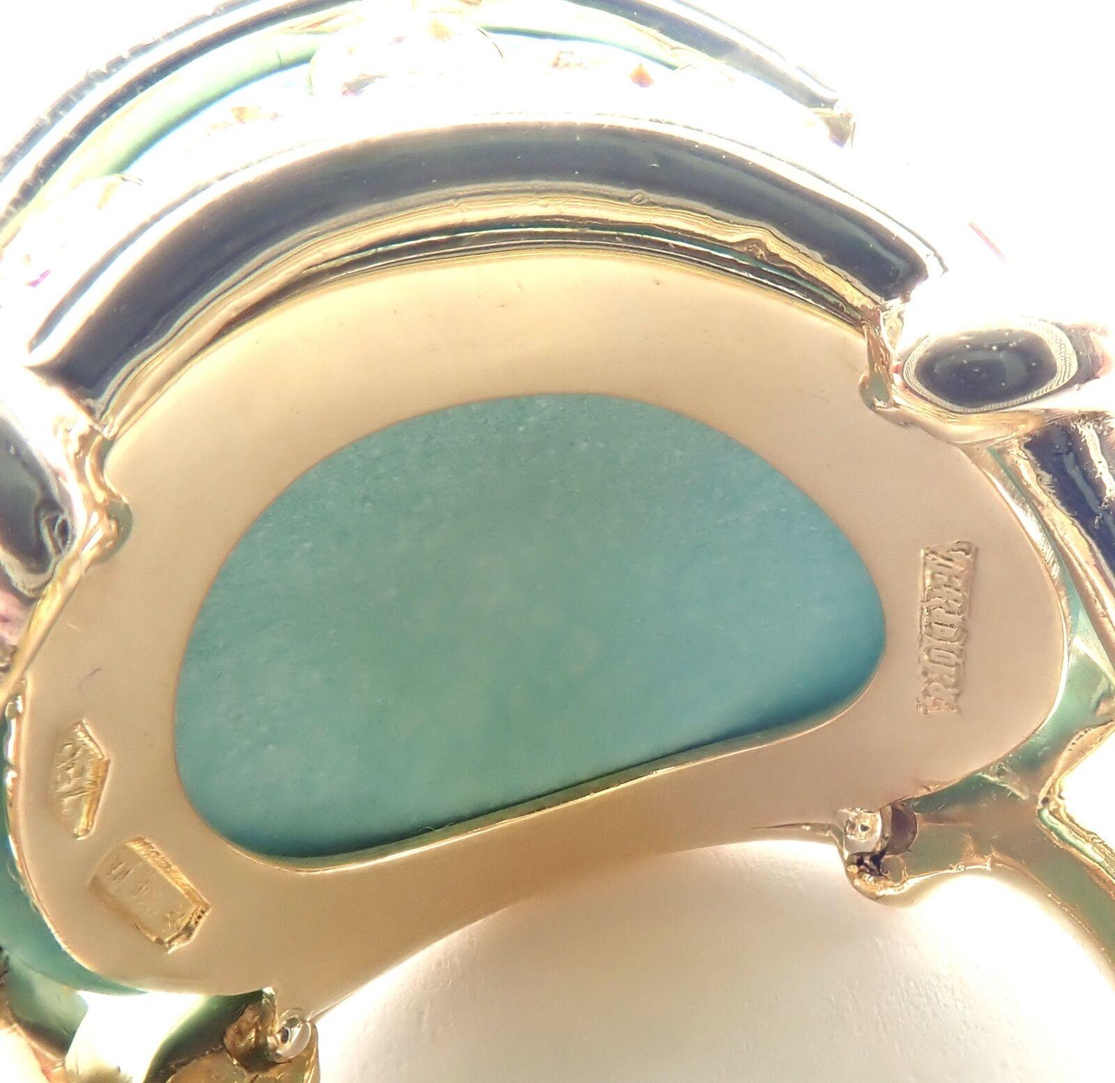 Vintage Verdura Polka Dot Diamant Türkis Großer Gelbgold Ring 3
