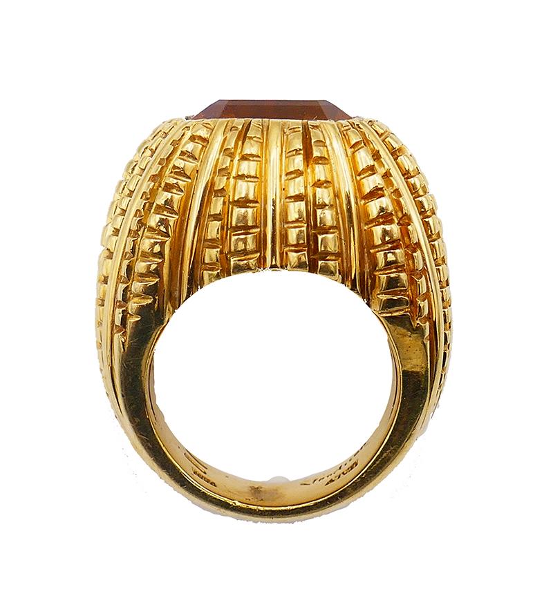Women's or Men's Vintage Verdura Ring 18k Gold Citrine Italy Estate Jewelry